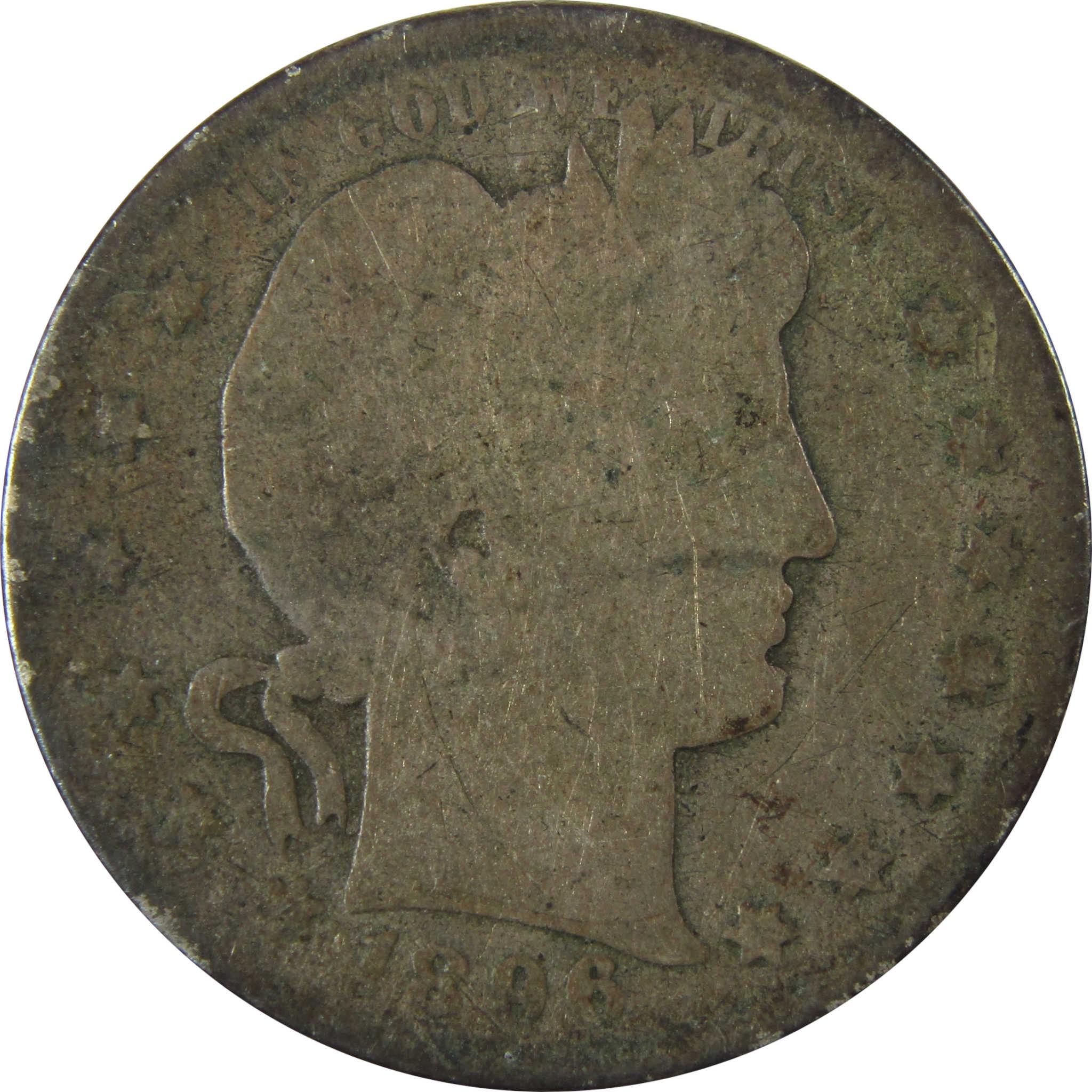 1896 O Barber Silver Quarter AG About Good SKU:CP895