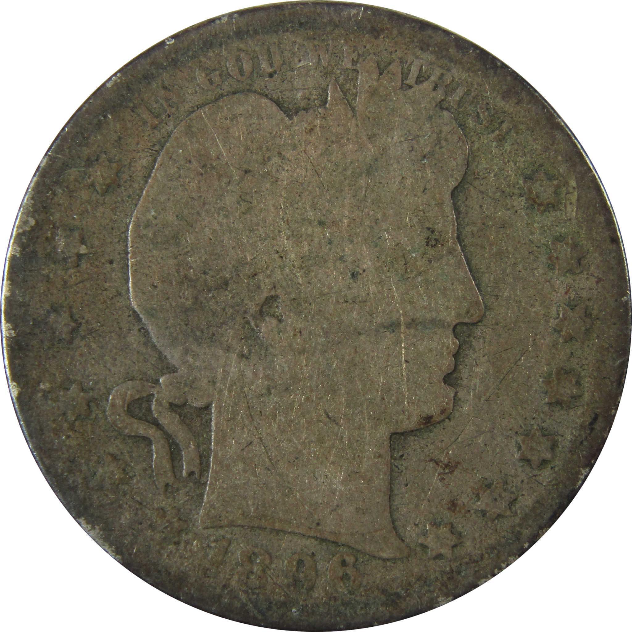 1896 O Barber Silver Quarter AG About Good SKU:CP895