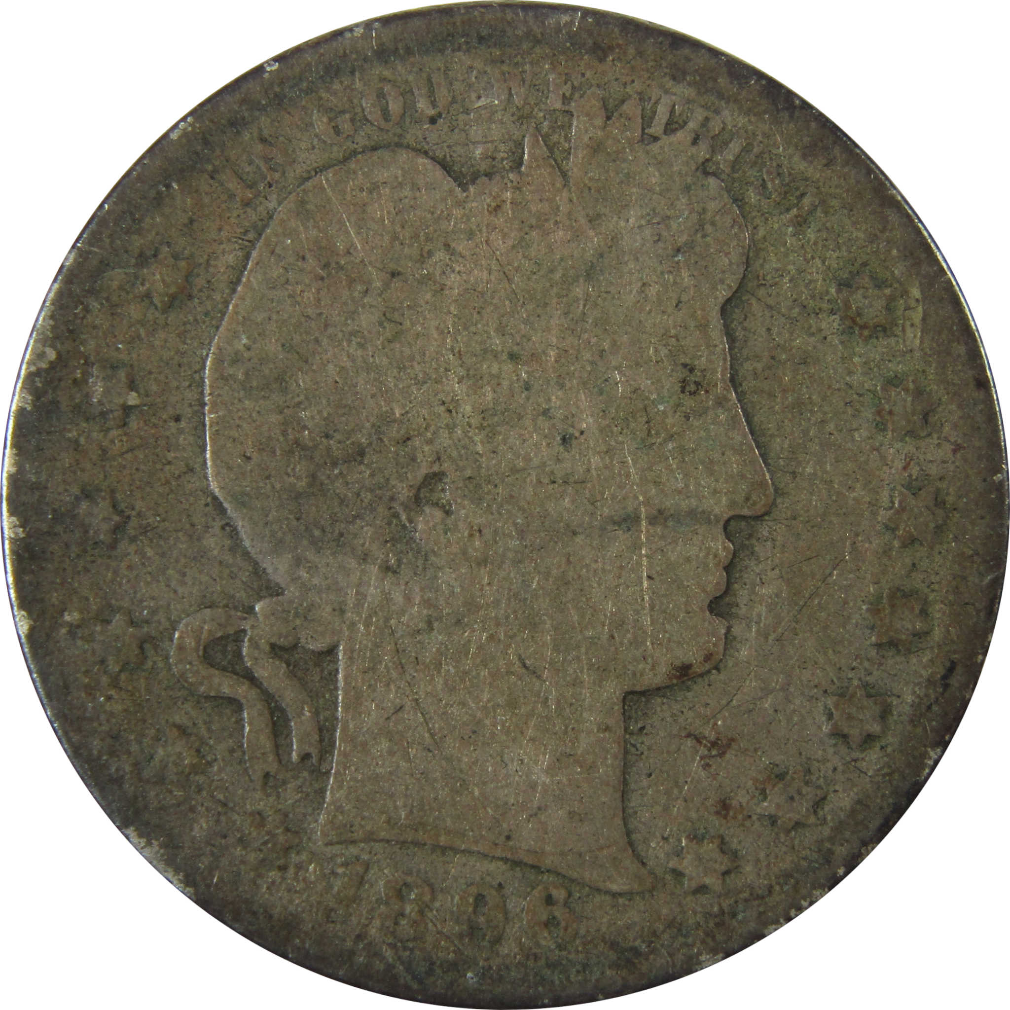 1896 O Barber Silver Quarter AG About Good SKU:CP895