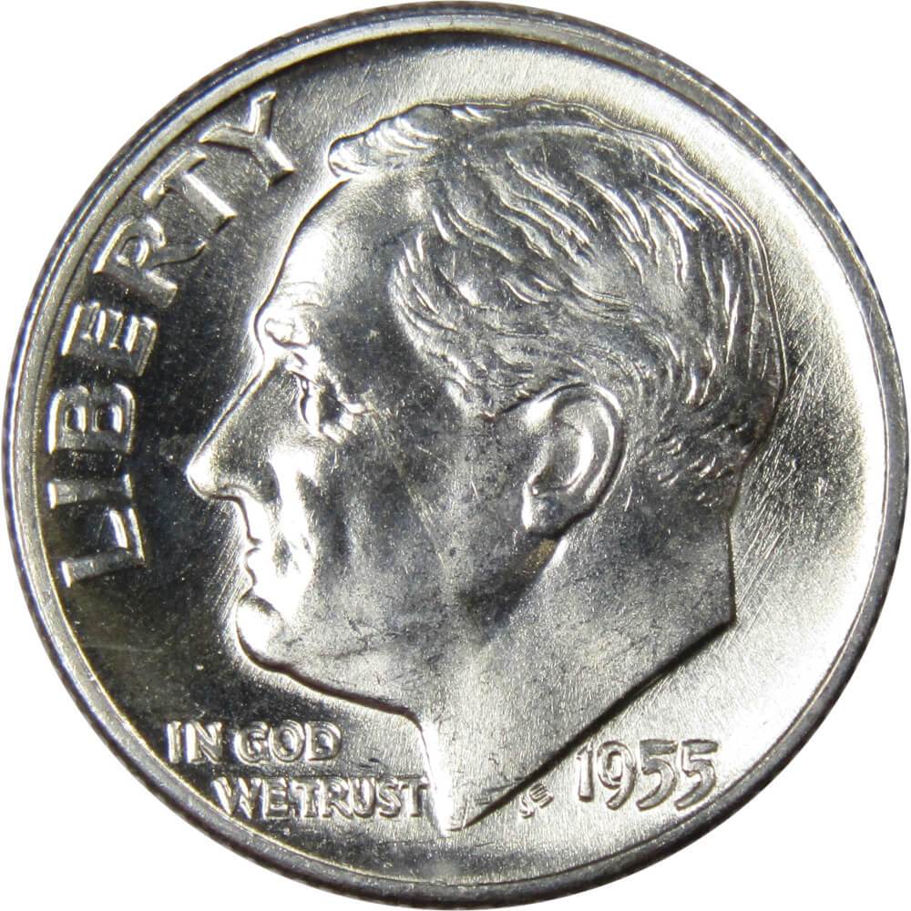 1955 D Roosevelt Silver Dime Uncirculated Mint State 10c Coin