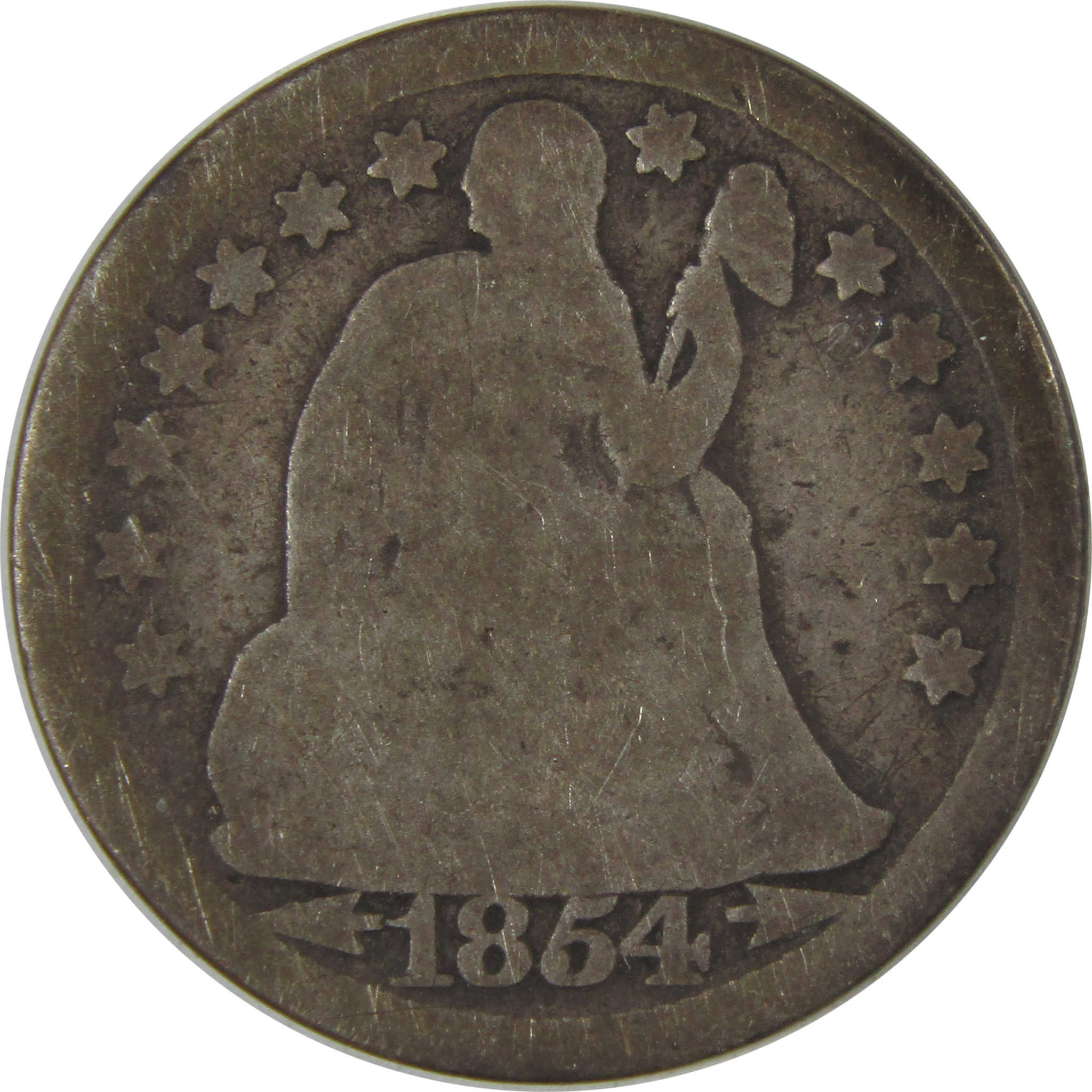1854 Seated Liberty Dime G Good Silver 10c Coin SKU:I22752