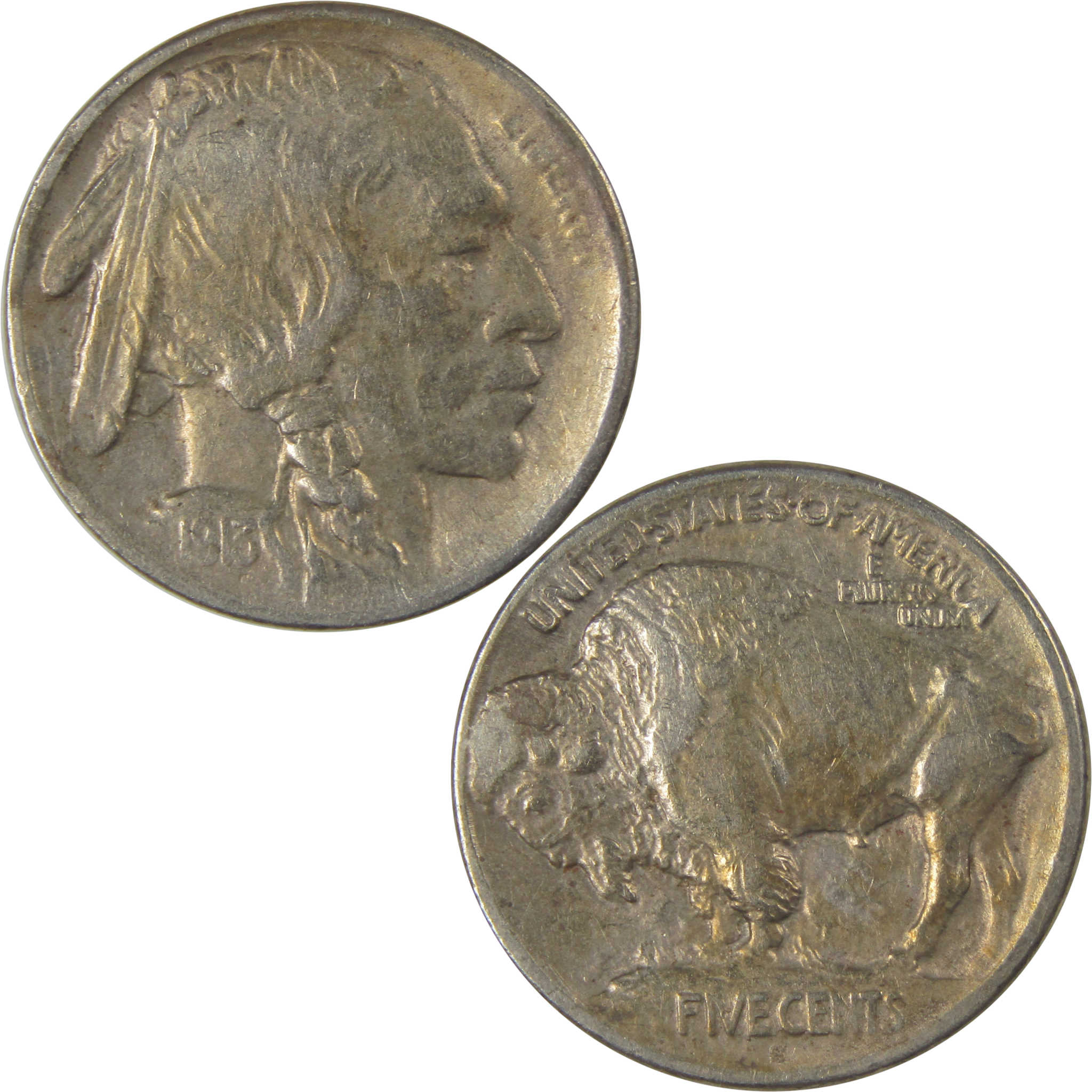 1913 S Type 1 Indian Head Buffalo Nickel F Fine Details SKU:I22901