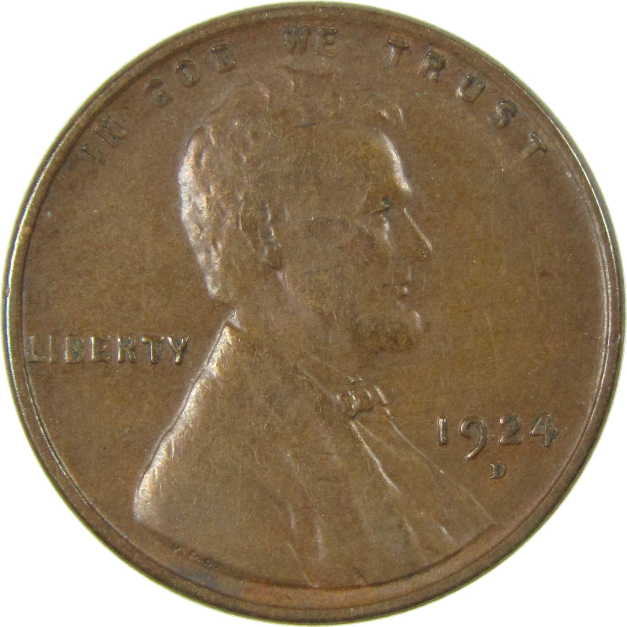 1924 D Lincoln Wheat Cent VF Very Fine Penny 1c Coin SKU:I27643