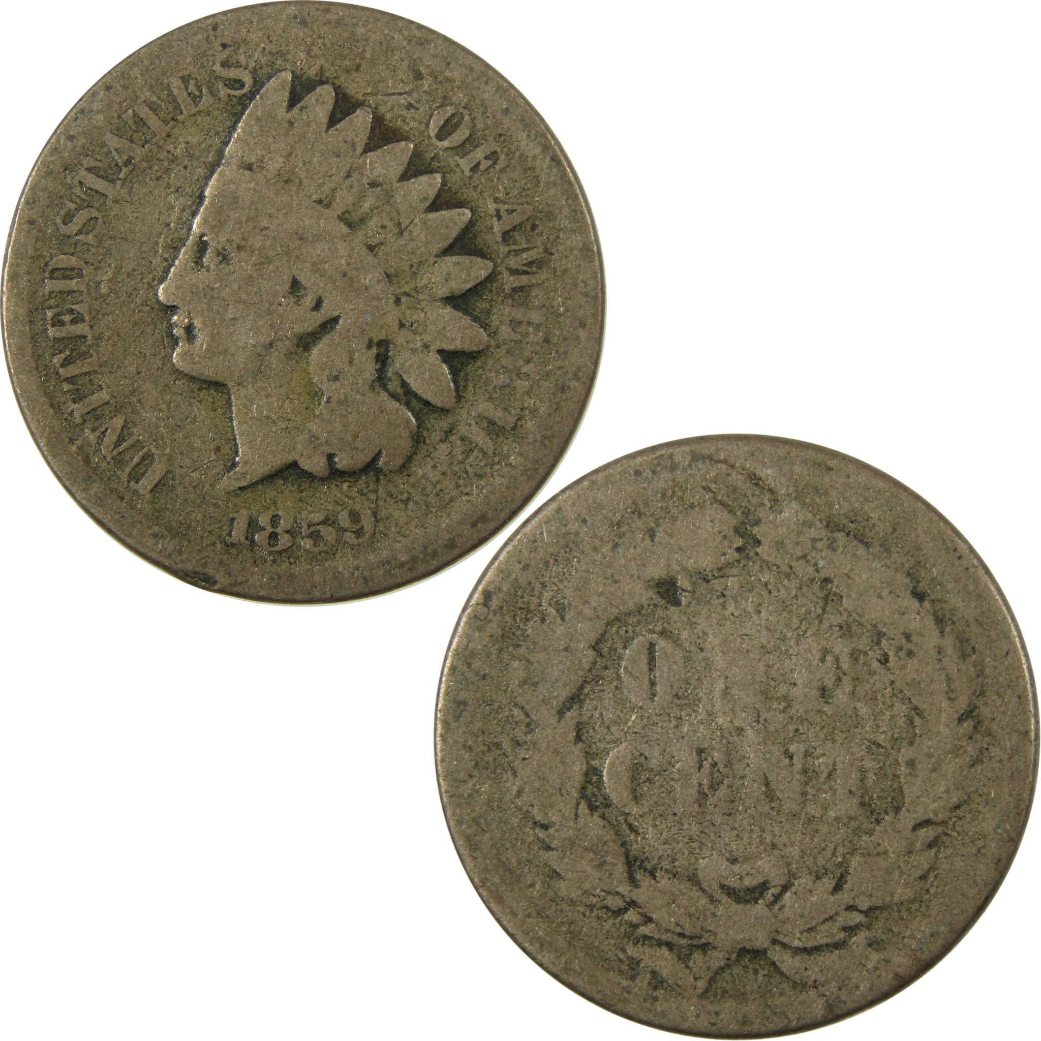 1859 Indian Head Cent AG About Good Penny 1c Coin SKU:CP1318
