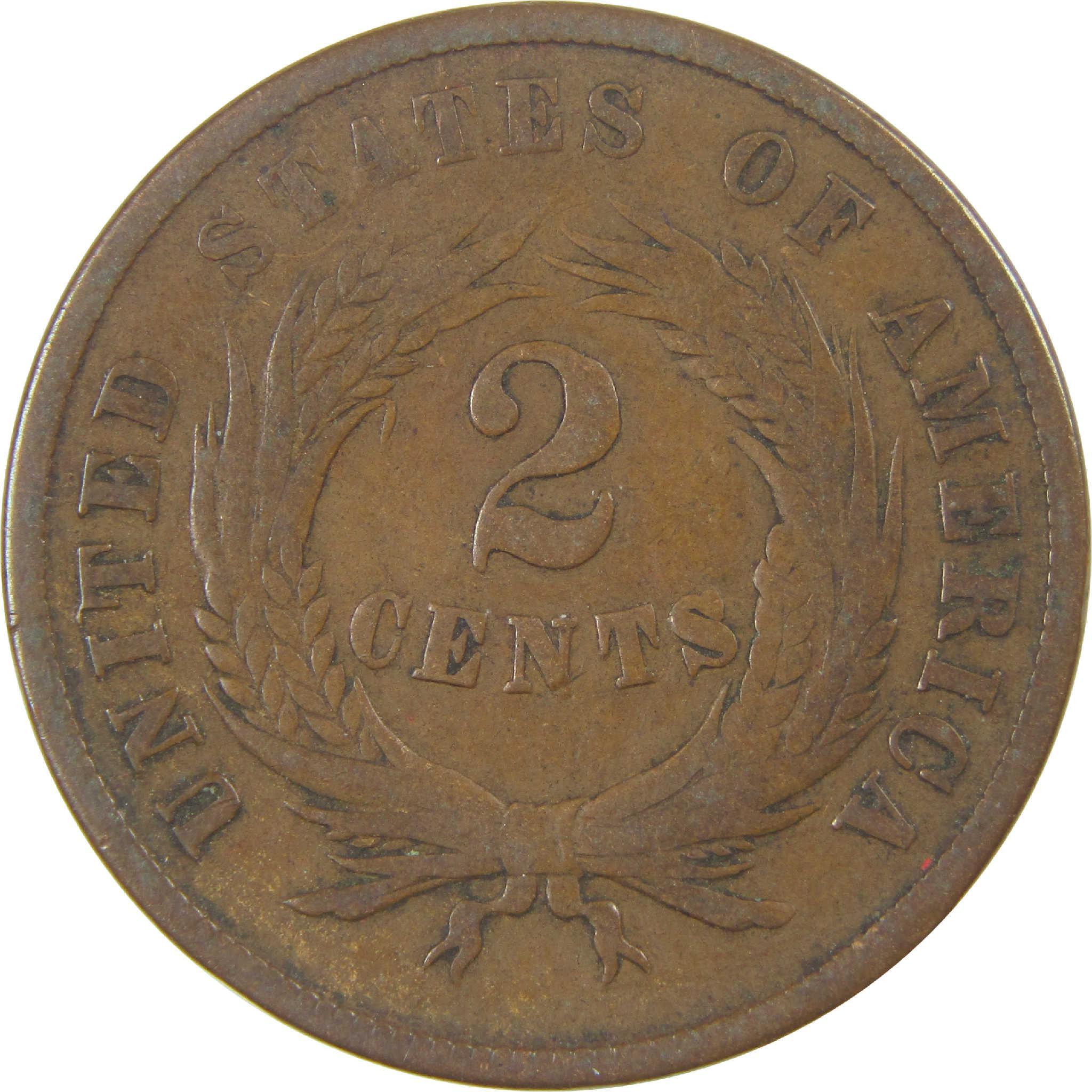 1865 Two Cent Piece VG Very Good 2c Coin Collectible