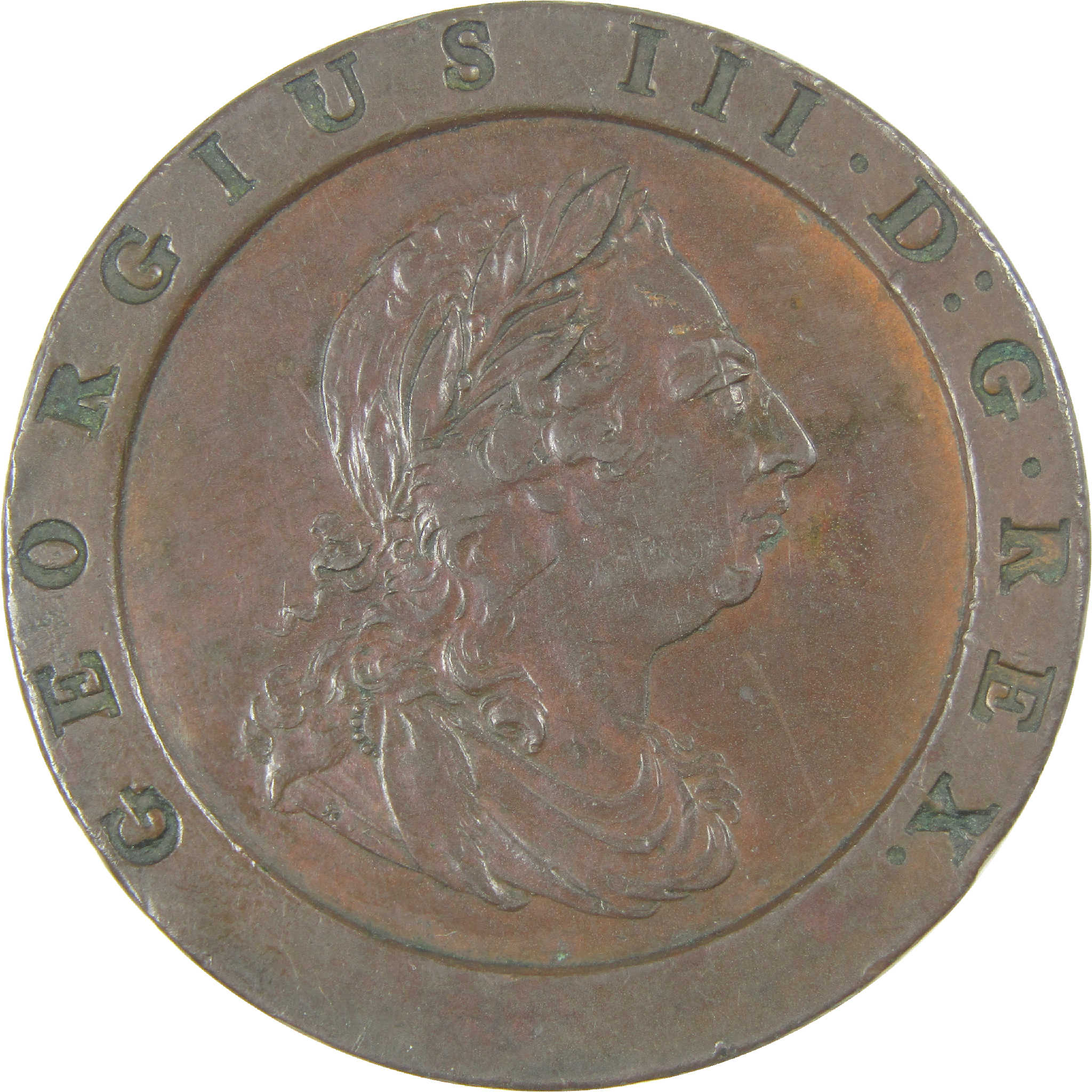 1797 UK George III Cartwheel 2 Pence AU About Uncirculated Copper Coin