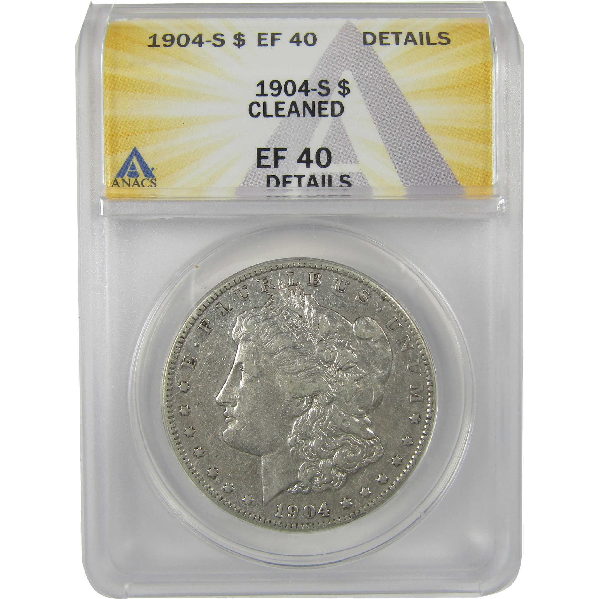 1904 S Morgan Dollar EF 40 Details ANACS Silver $1 Coin SKU:I21182 - Morgan coin - Morgan silver dollar - Morgan silver dollar for sale - Profile Coins & Collectibles