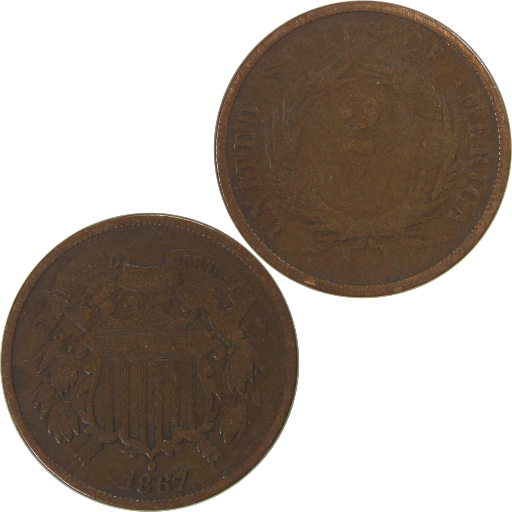 1867 Two Cent Piece VG Very Good 2c Coin SKU:CPC0778