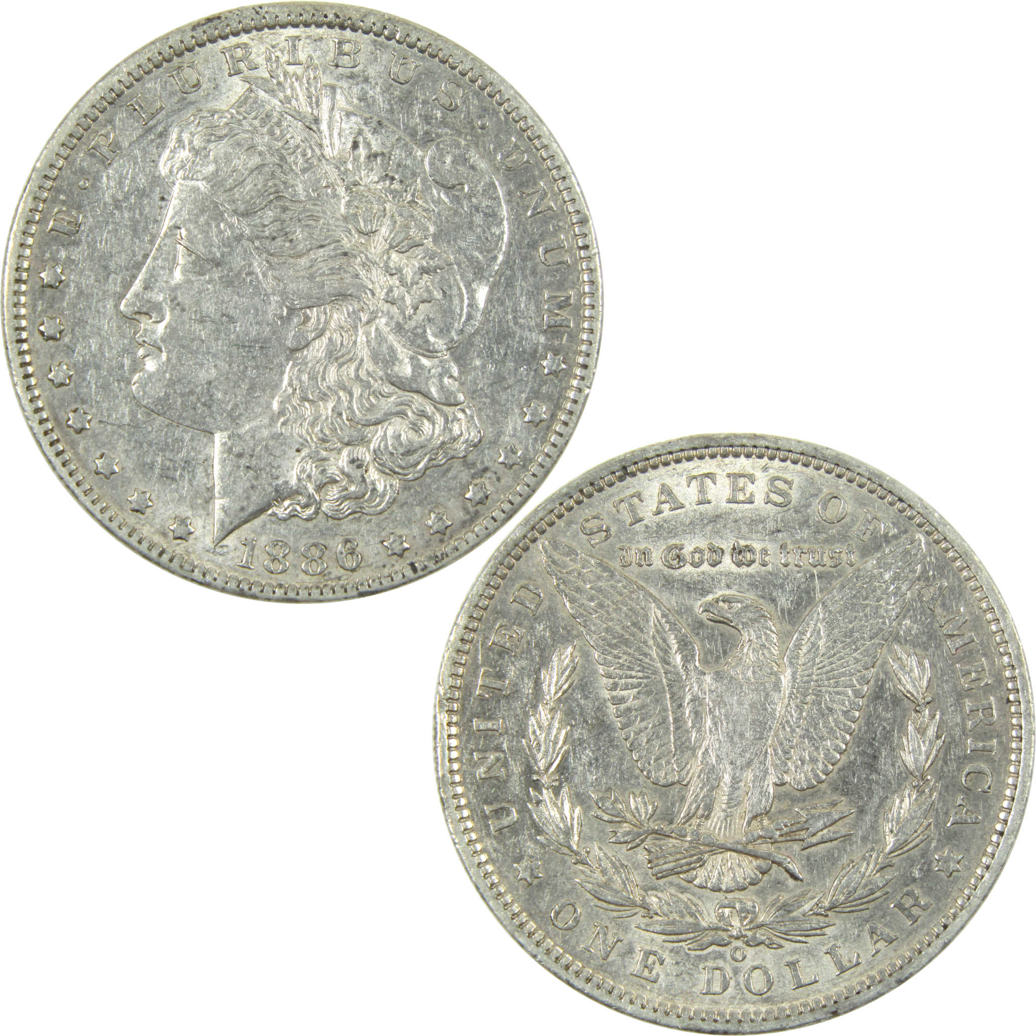 1886 Morgan Dollar AU About Uncirculated Silver $1 Coin SKU:I14448 - Morgan coin - Morgan silver dollar - Morgan silver dollar for sale - Profile Coins & Collectibles