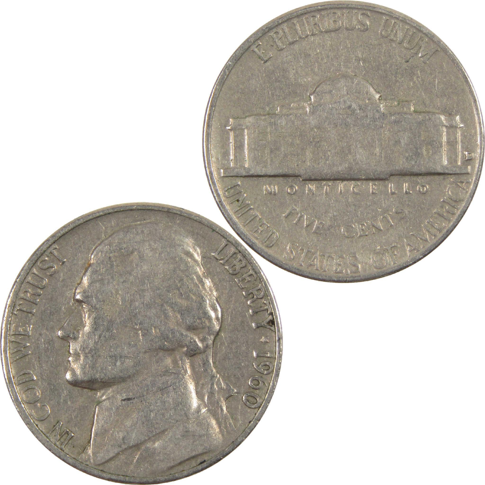 1960 D Jefferson Nickel Circulated 5c Coin Collectible