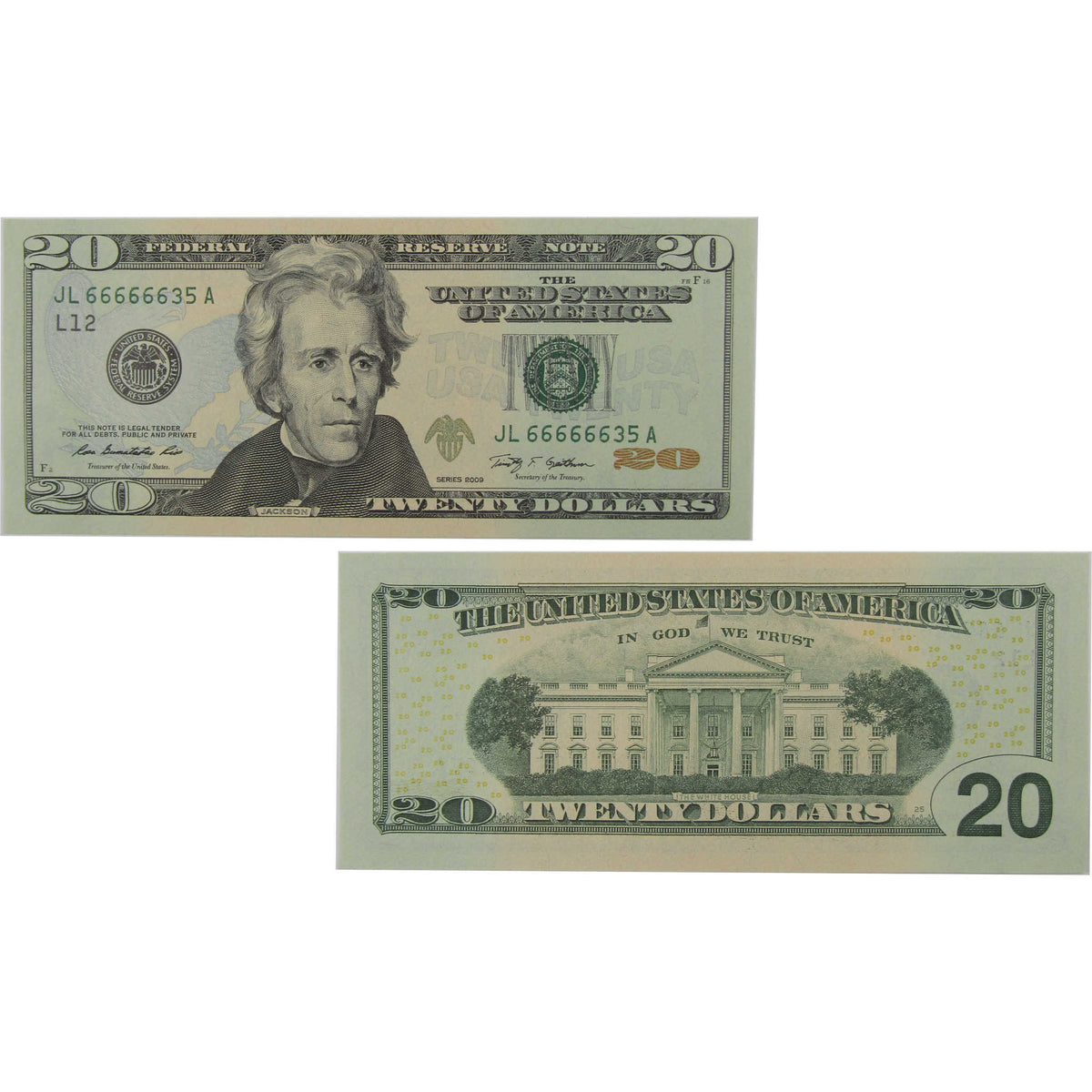 $20 Federal Reserve Note Uncirculated Serial Block Starts With Six 6's