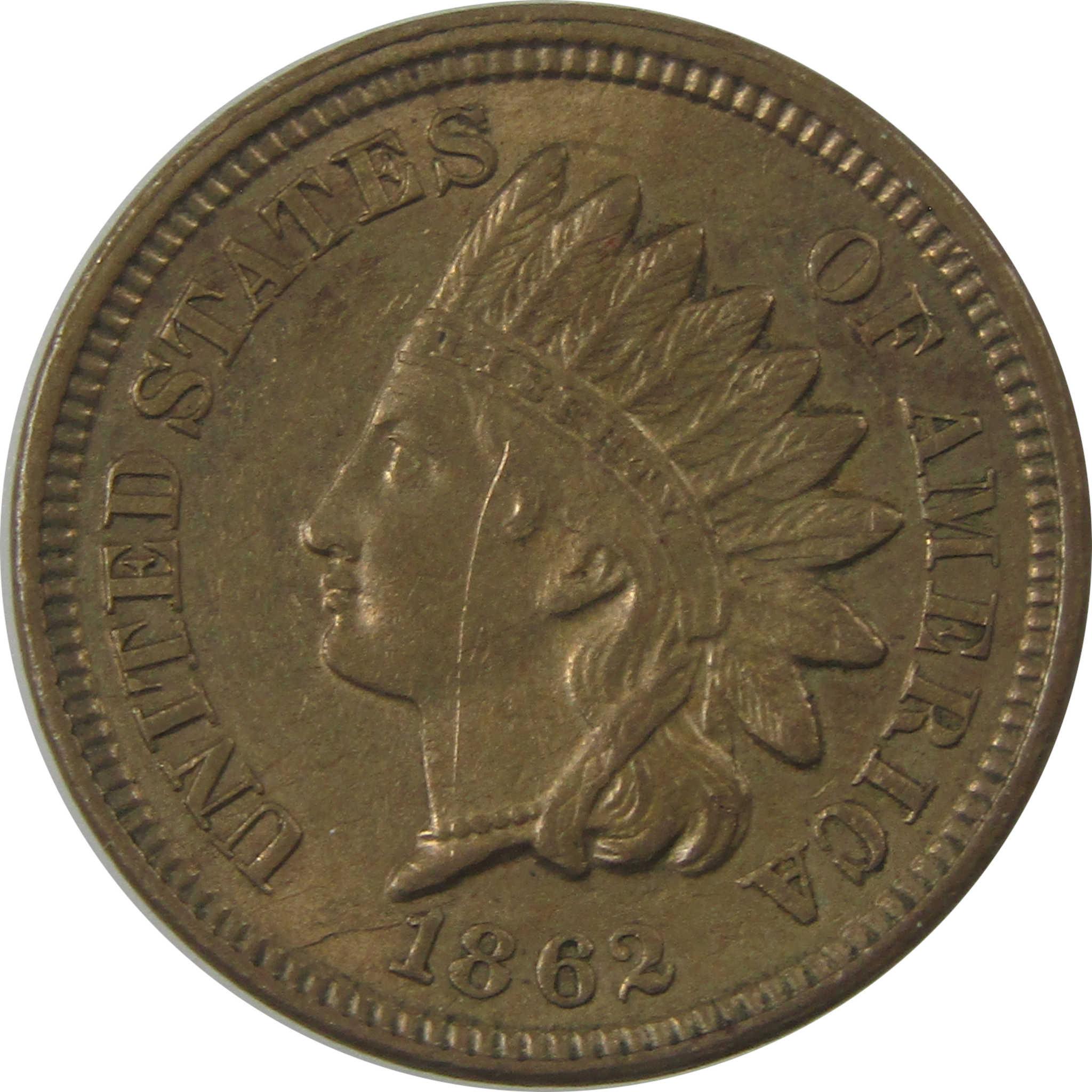 1862 Indian Head Cent CH AU Choice About Uncirculated Penny SKU:I24563
