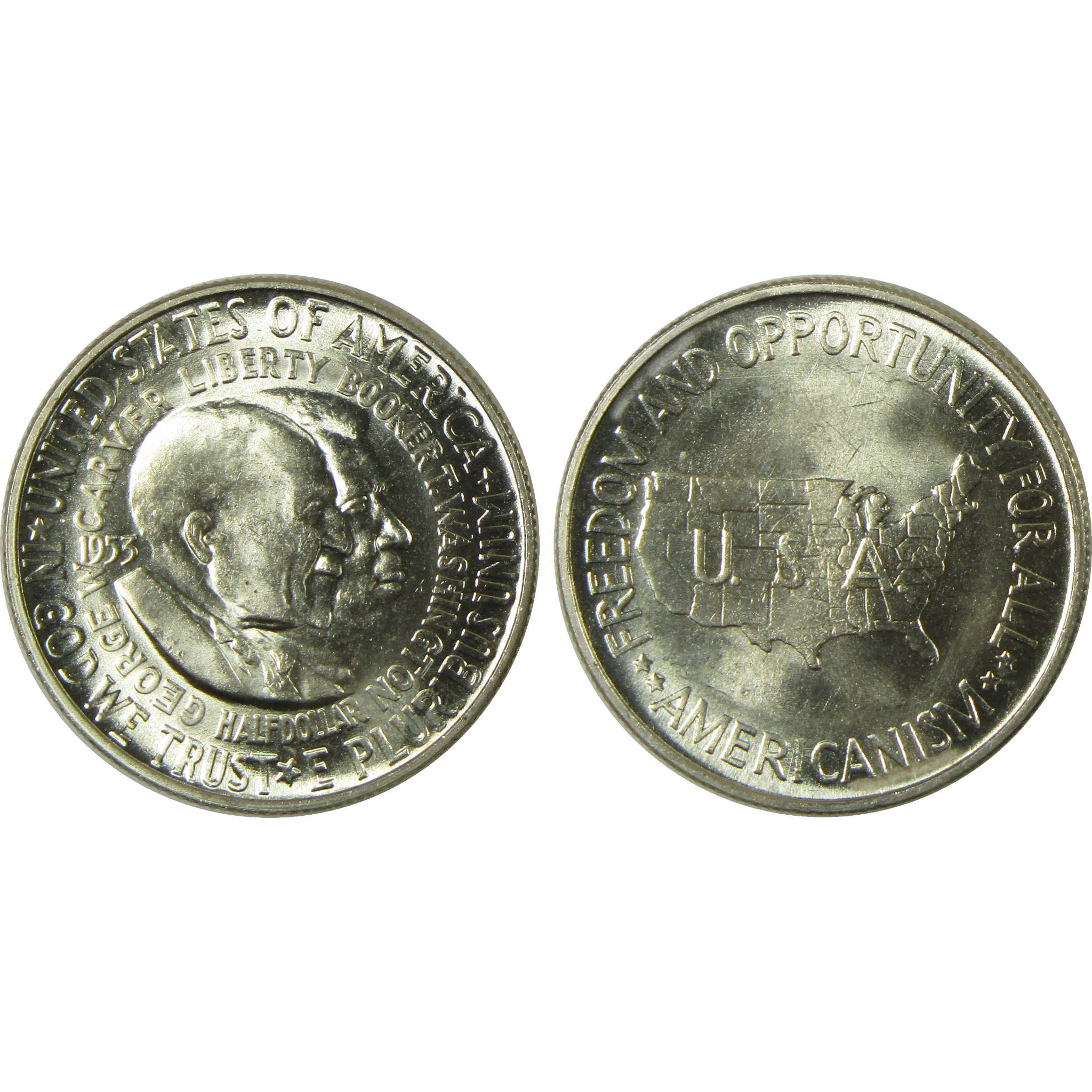 1953 PDS Washington-Carver 50c 3 Coin All-Mint Set BU Choice Unc