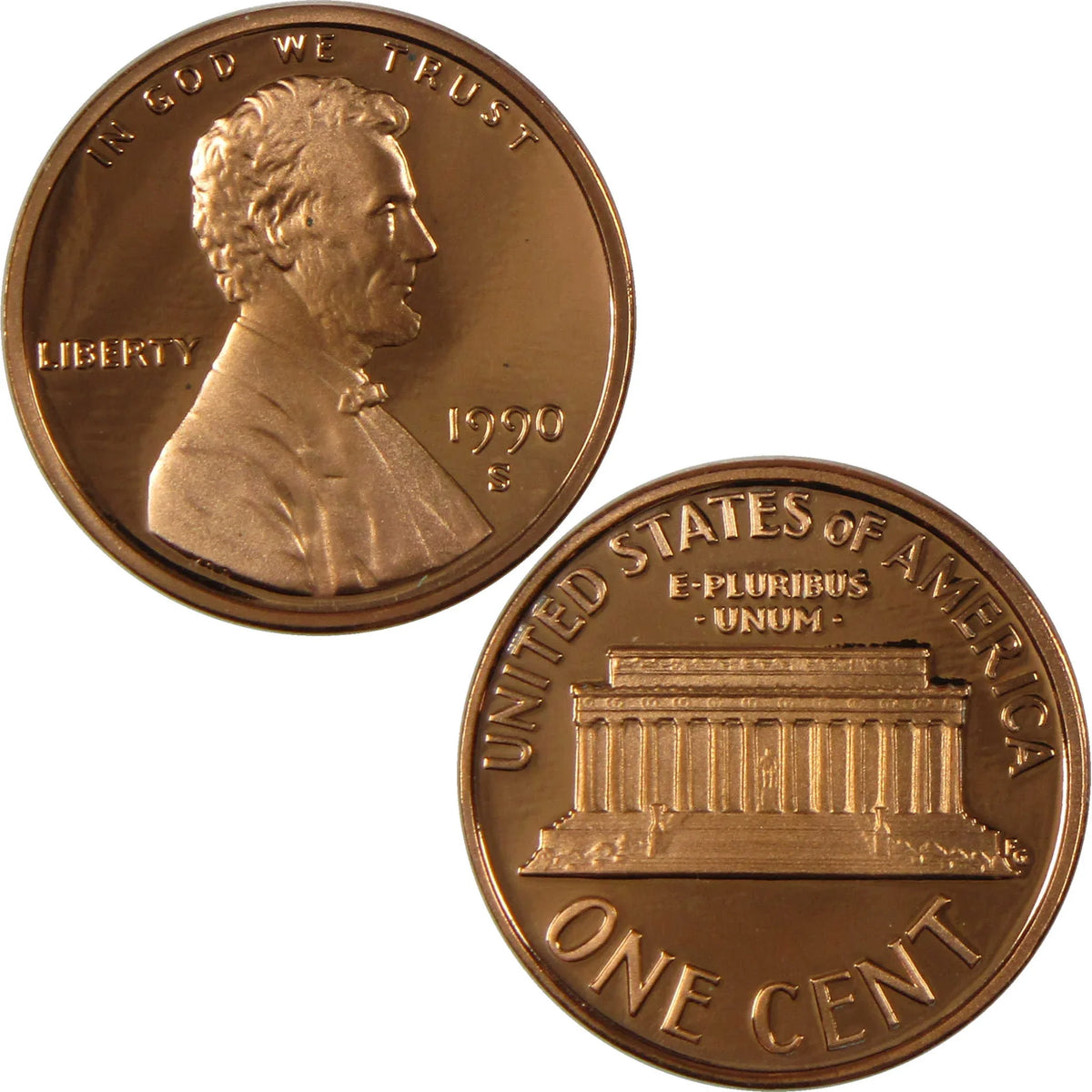 1990 S Lincoln Memorial Cent Proof Penny 1c Coin Collectible