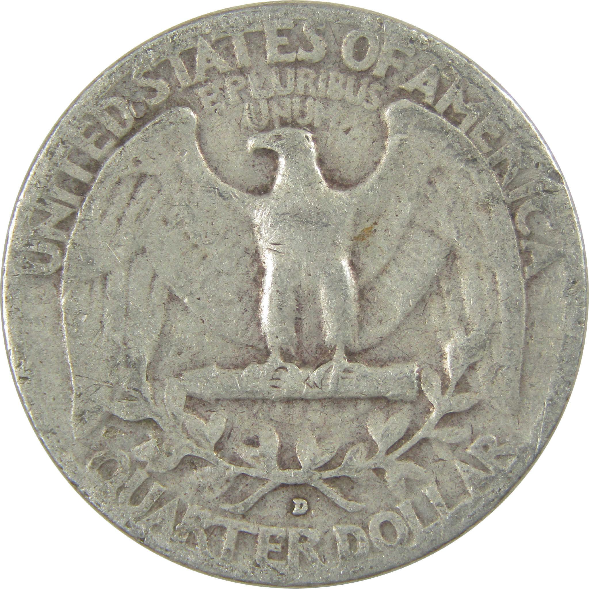 1954 D Washington Quarter VG Very Good Silver 25c Coin