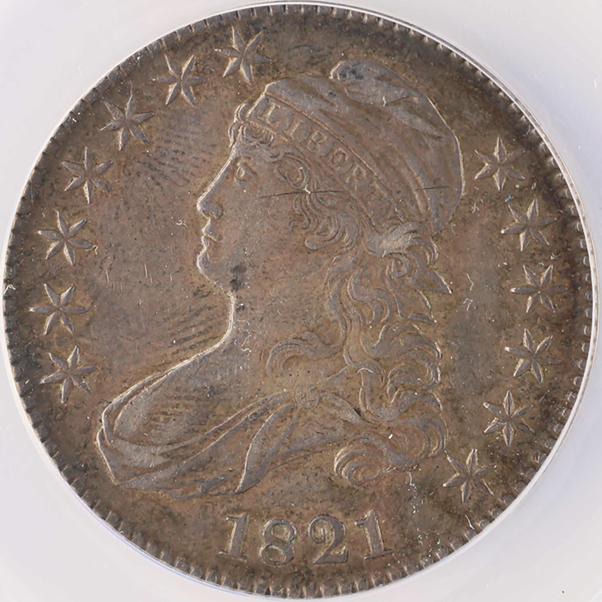 1821 Capped Bust Half Dollar AU 50 Details ANACS Silver 50c SKU:I12058