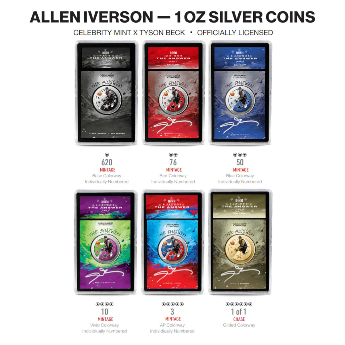 2026 Allen Iverson 1 oz Silver Collectible Coin Blind Box SKU:OPC277