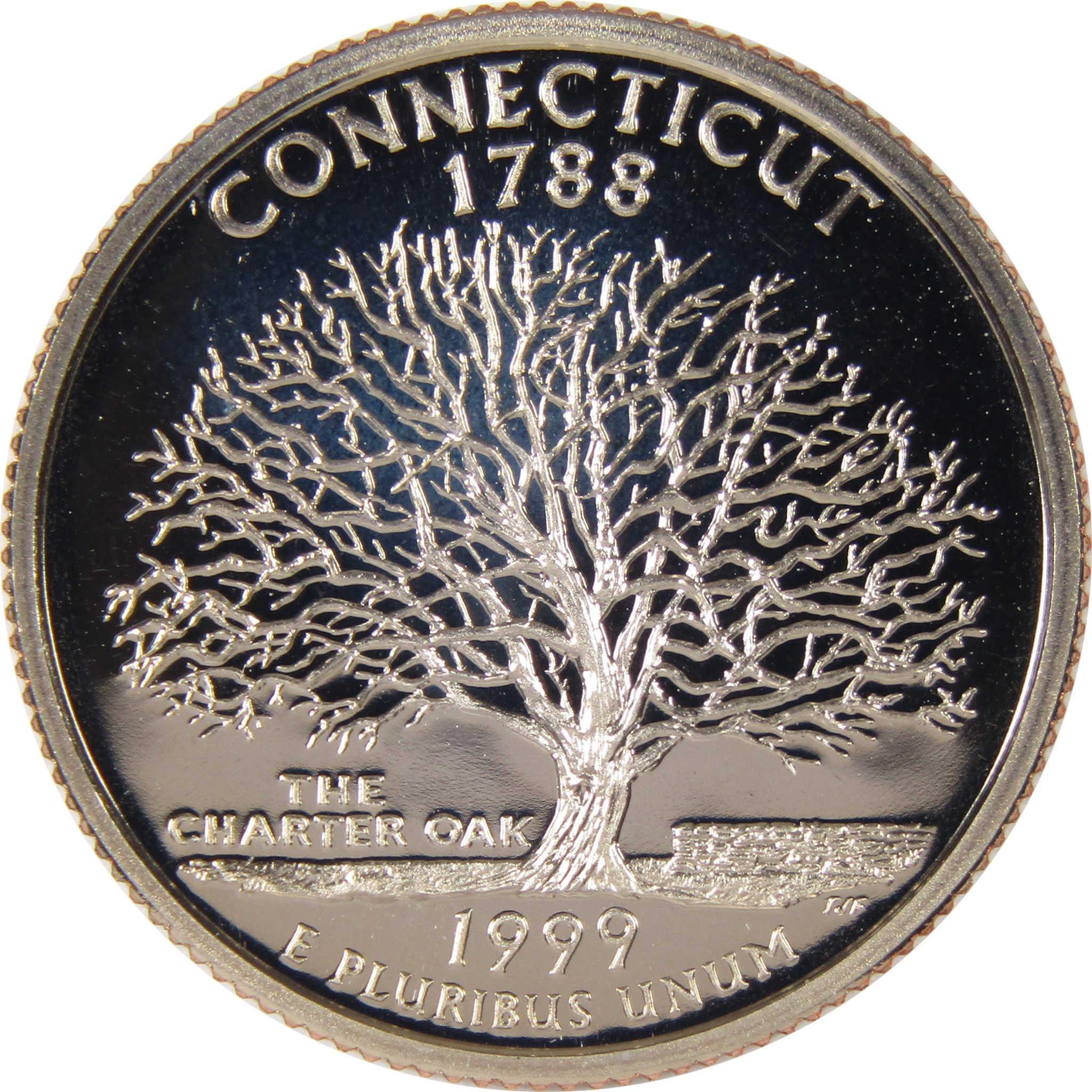 Connecticut 1999 state quarter featuring the Charter Oak tree collectible coin