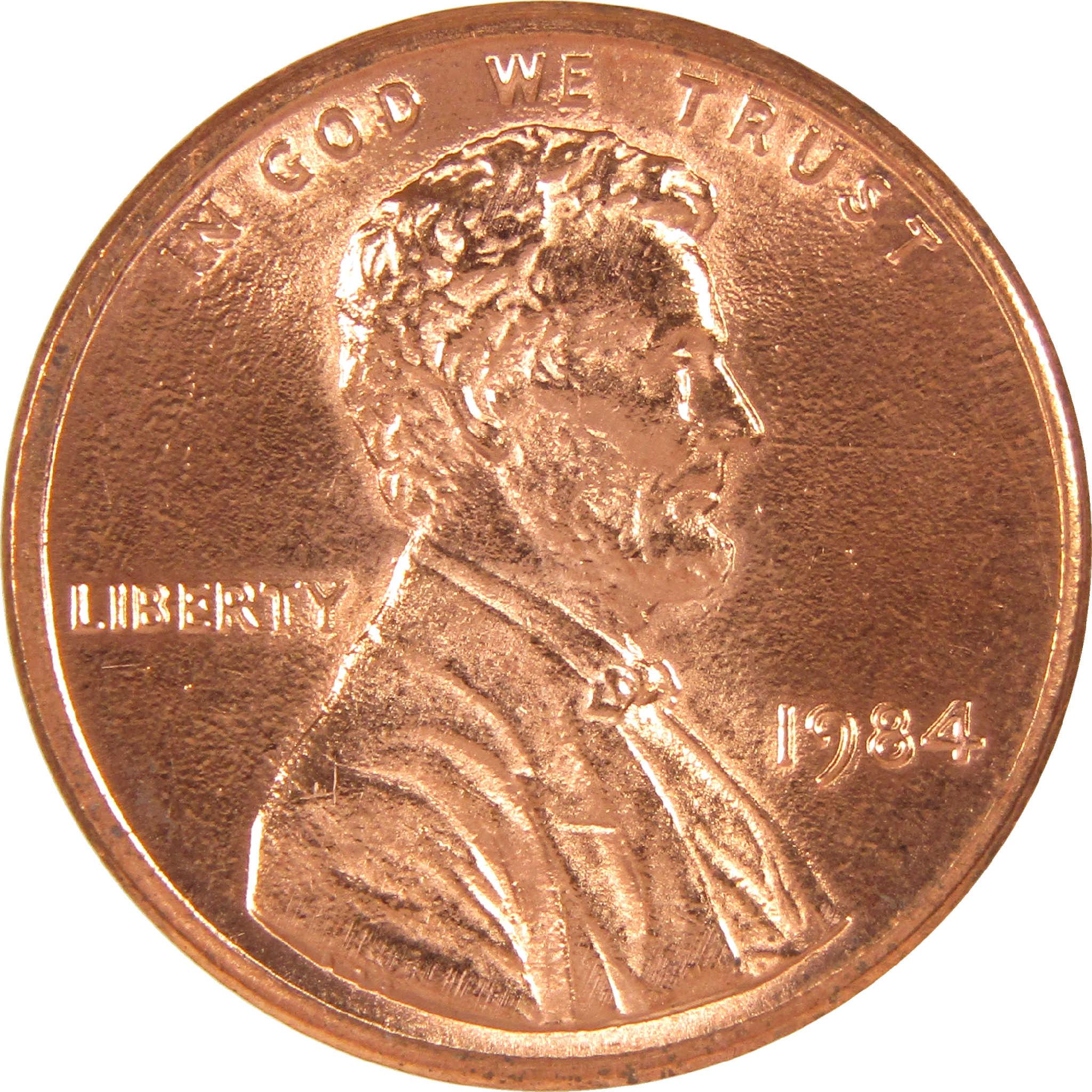 1984 Lincoln penny collectible coin, copper color, obverse side with Abraham Lincoln portrait