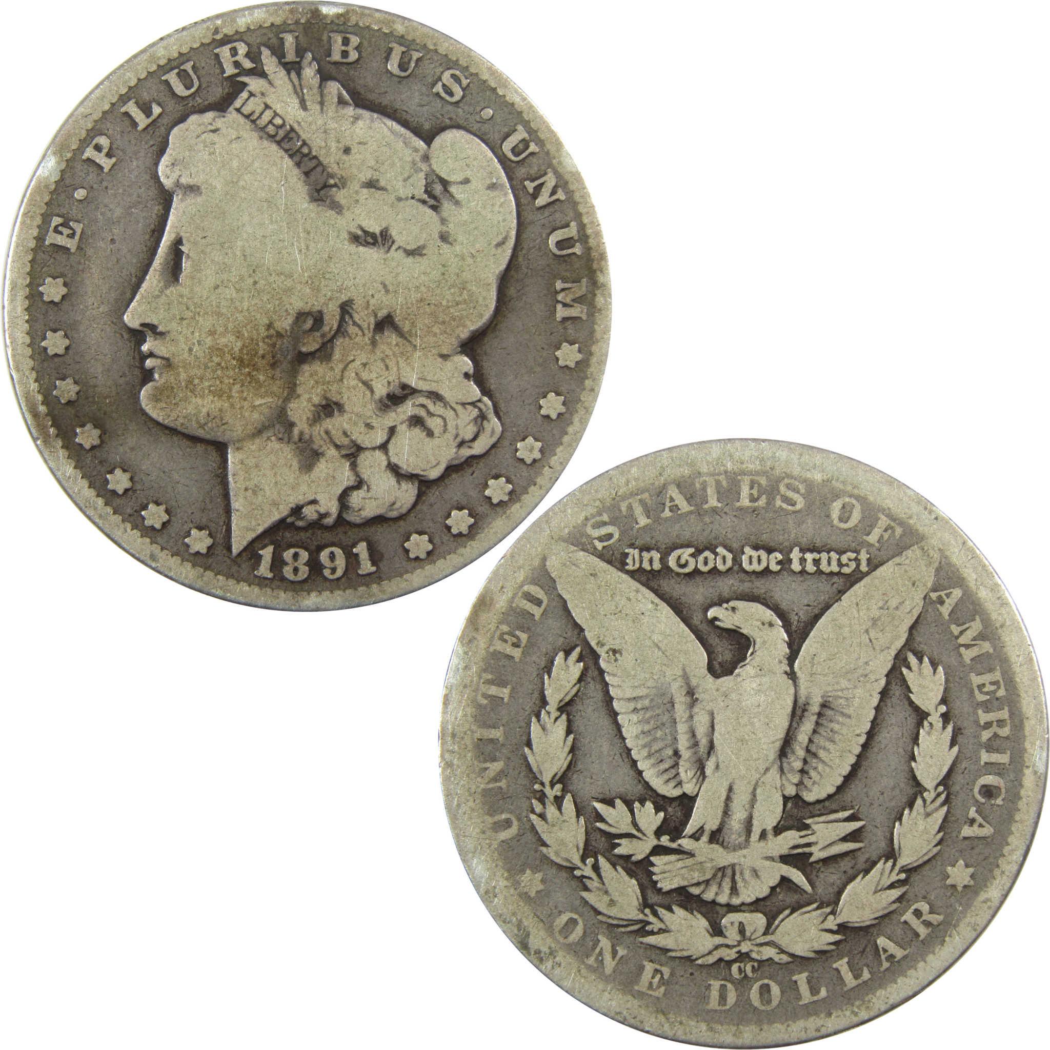 1891 CC Morgan Silver Dollar G Good $1 Coin Collectible SKU:CP1360 - Morgan coin - Morgan silver dollar - Morgan silver dollar for sale - Profile Coins & Collectibles
