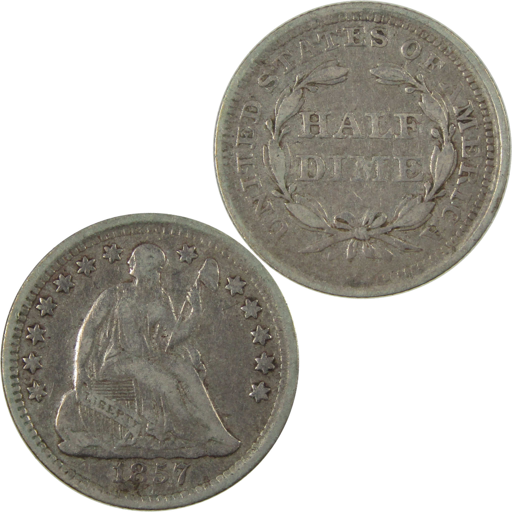 1857 Seated Liberty Silver Half Dime VF Very Fine 5c Coin SKU:CP1587