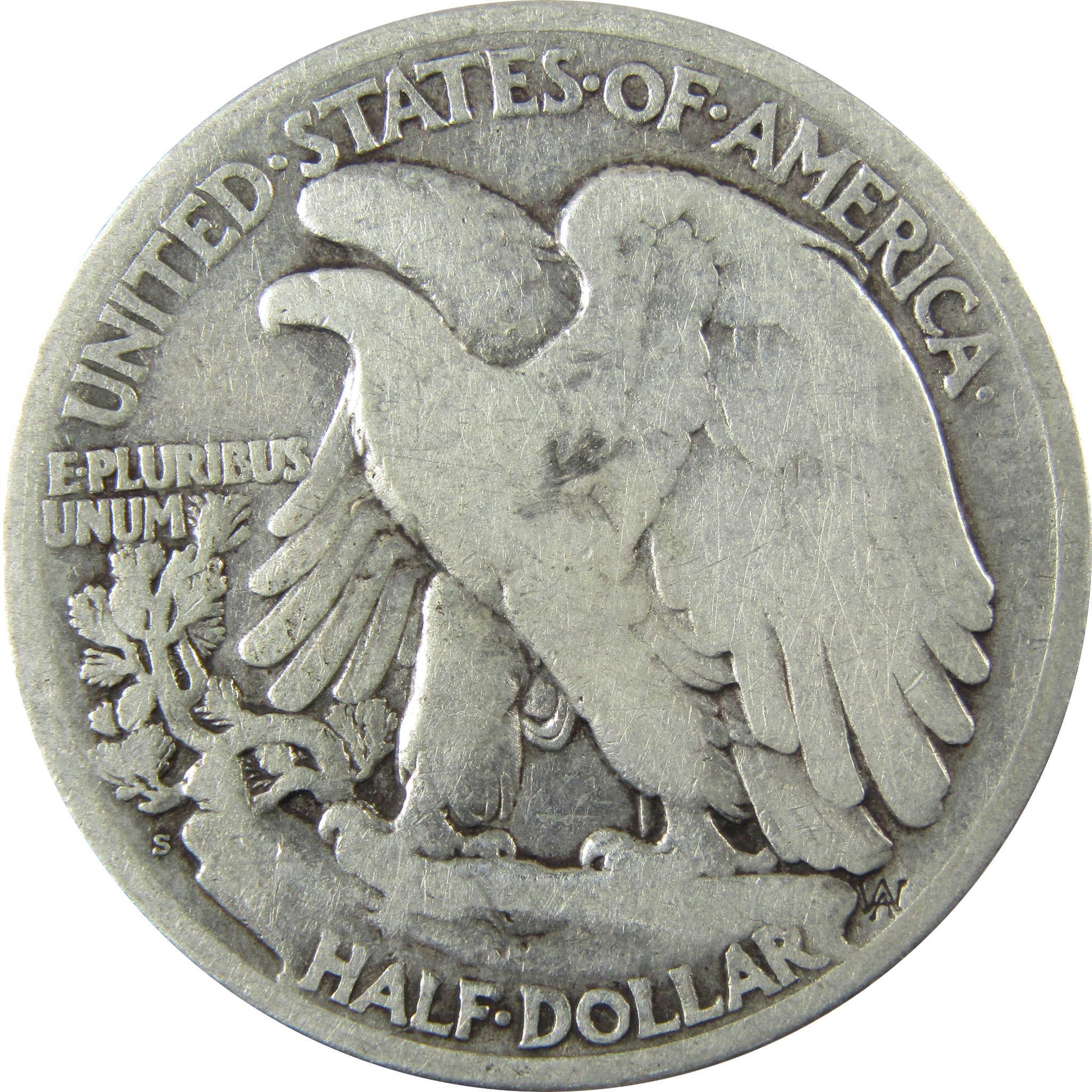 1921 S Liberty Walking Silver 50c VG Very Good Details SKU:CP1434