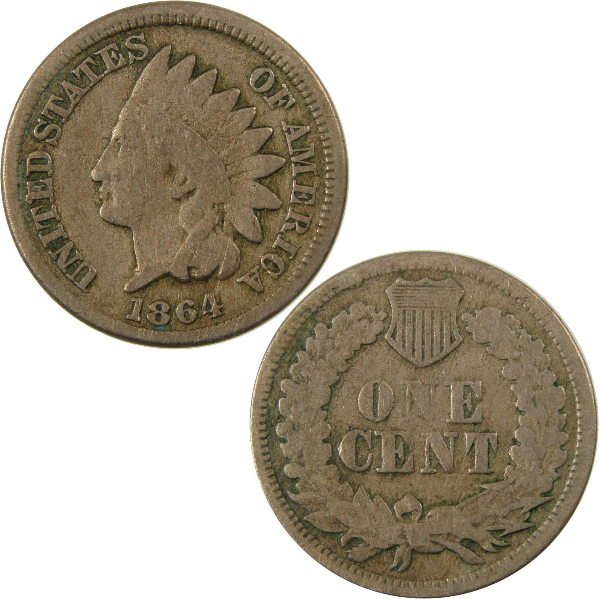 1864 Indian Head Copper-Nickel Cent VG Very Good Penny SKU:CP1267