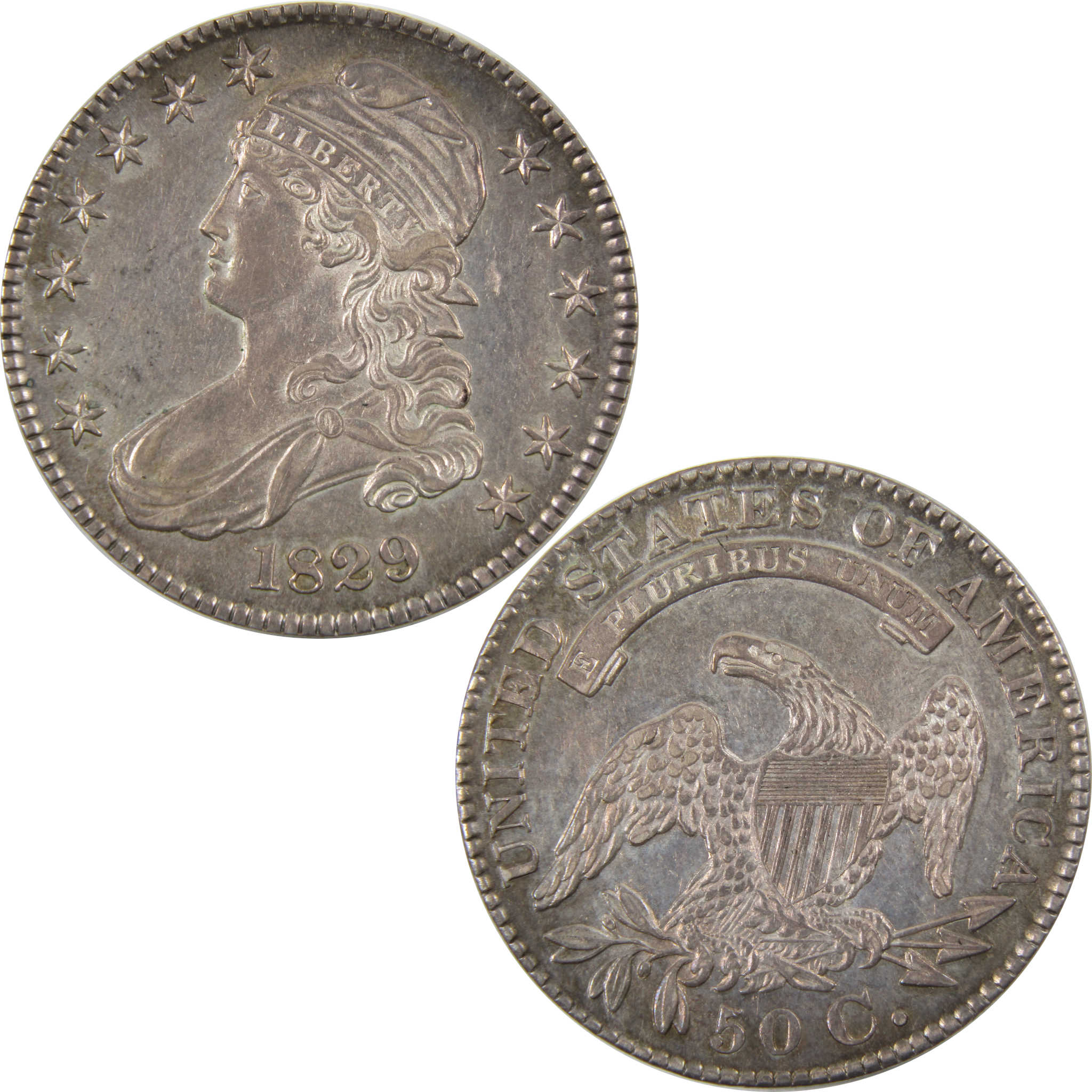 1829 Capped Bust Half Dollar Borderline Uncirculated Silver SKU:I9388