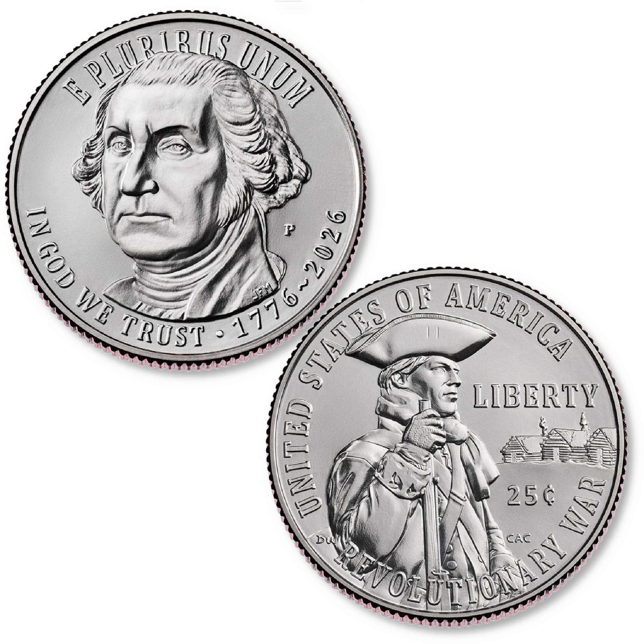 1776-2026 American 250th Anniversary Semiquincentennial Display Board with Mayflower & Revolutionary Quarters