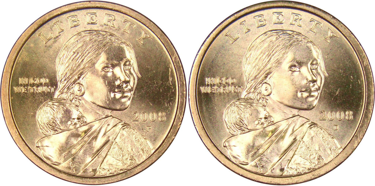 2008 P&D Sacagawea Native American Dollar 2 Coin Set Uncirculated
