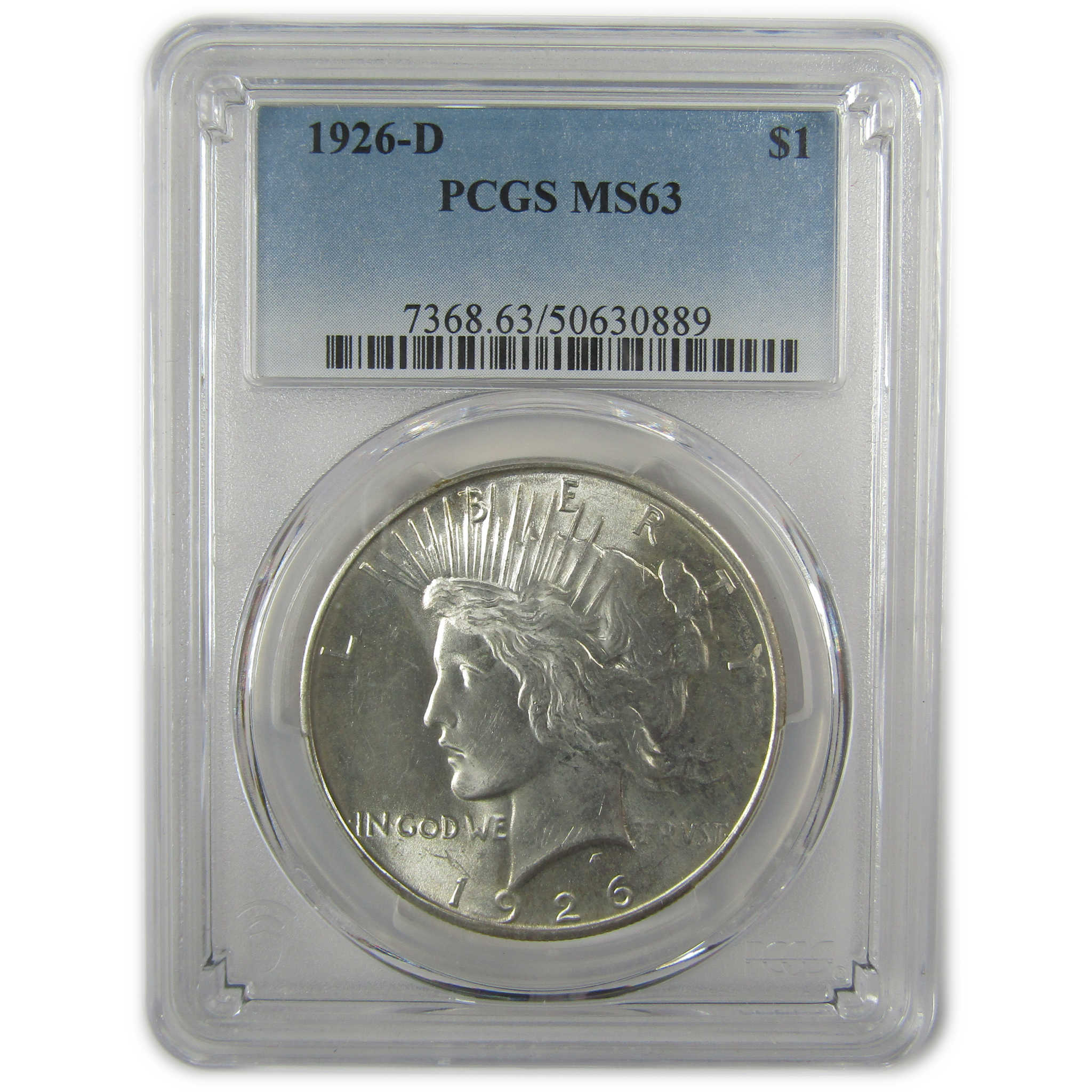 1926 D Peace Dollar MS 63 PCGS Silver Uncirculated $1 Coin SKU:I19635