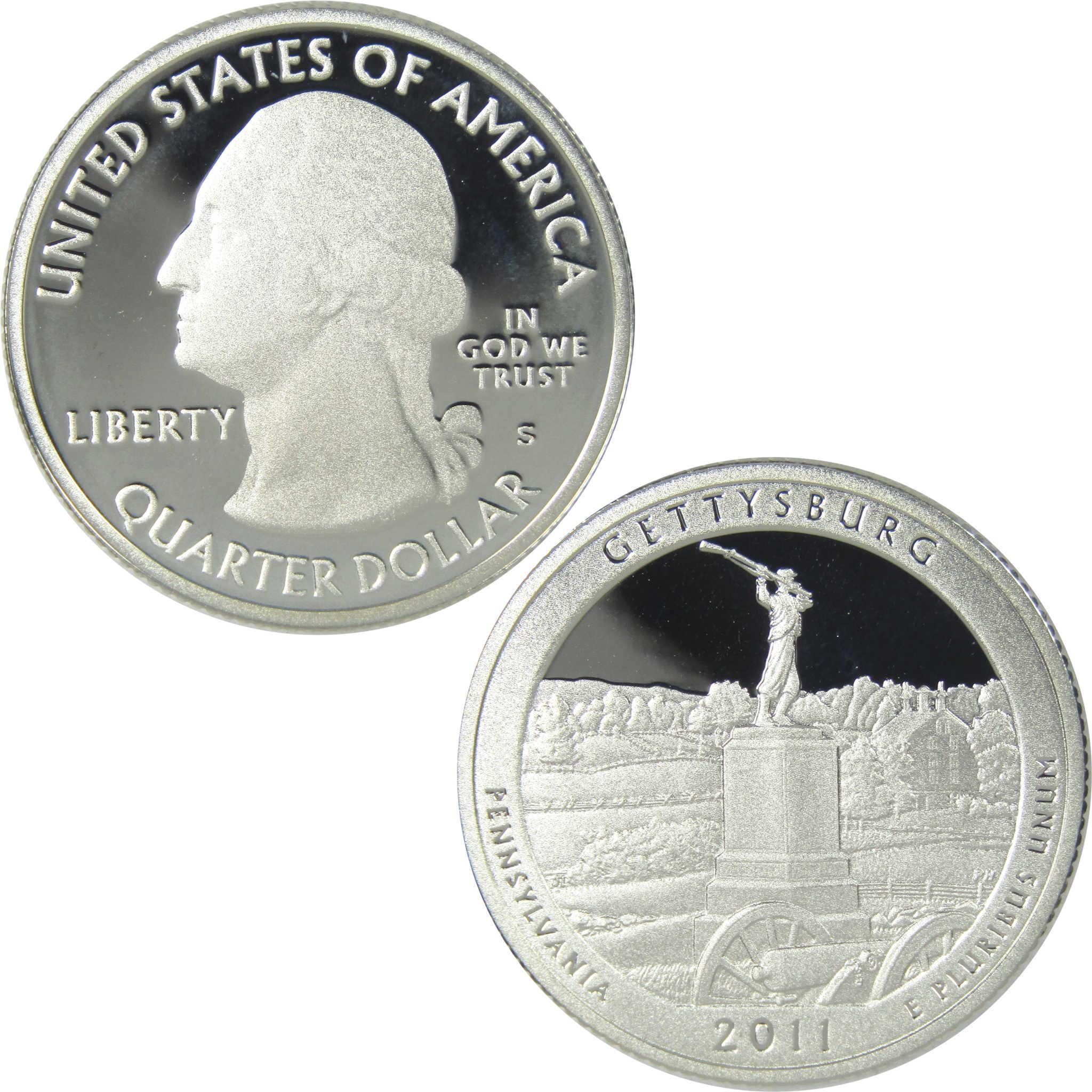 2011 S Gettysburg National Military Park Silver Quarter Proof 25c Coin
