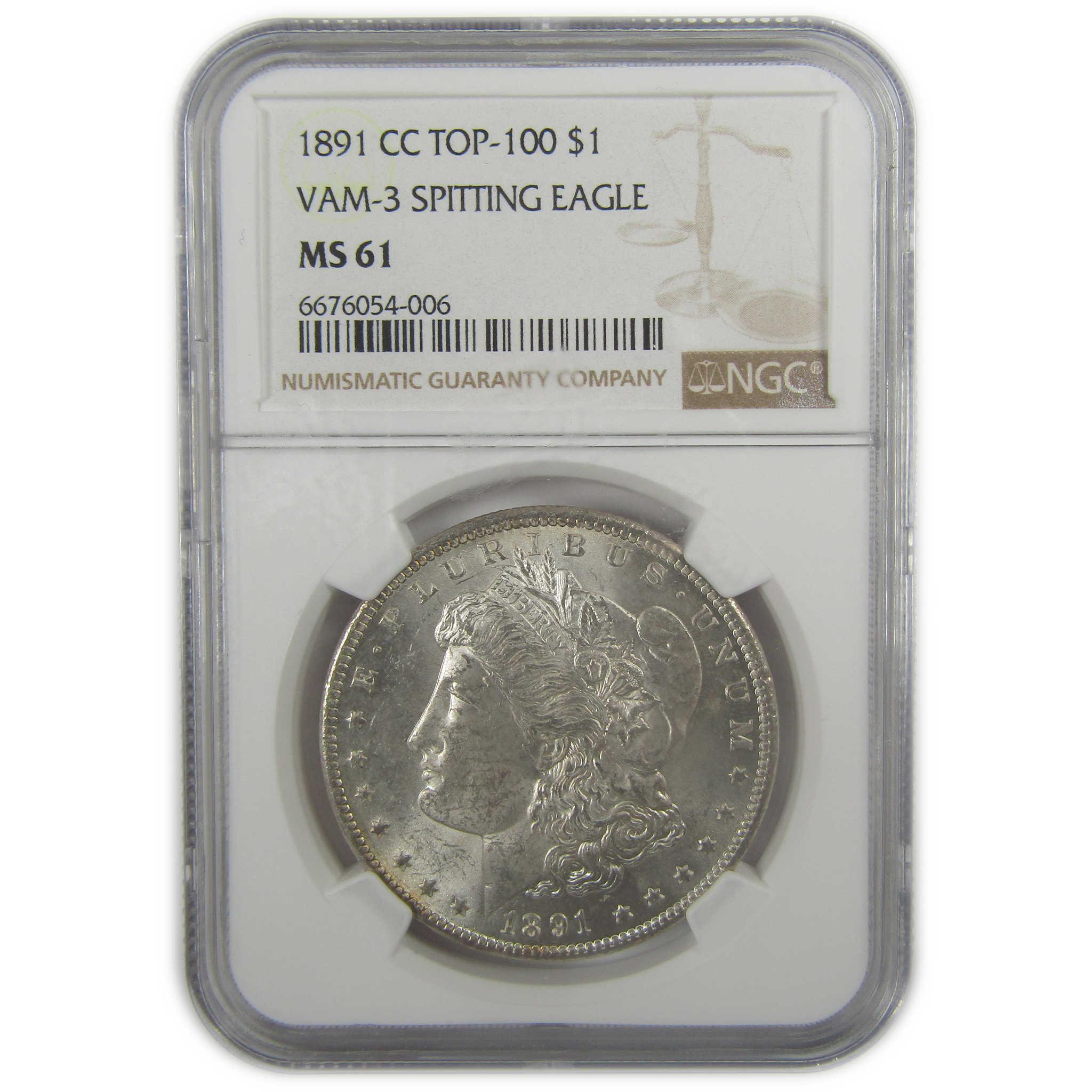 1891 CC VAM-3 Spitting Eagle Top 100 Morgan Dollar MS61 NGC SKU:I21998 - Morgan coin - Morgan silver dollar - Morgan silver dollar for sale - Profile Coins & Collectibles