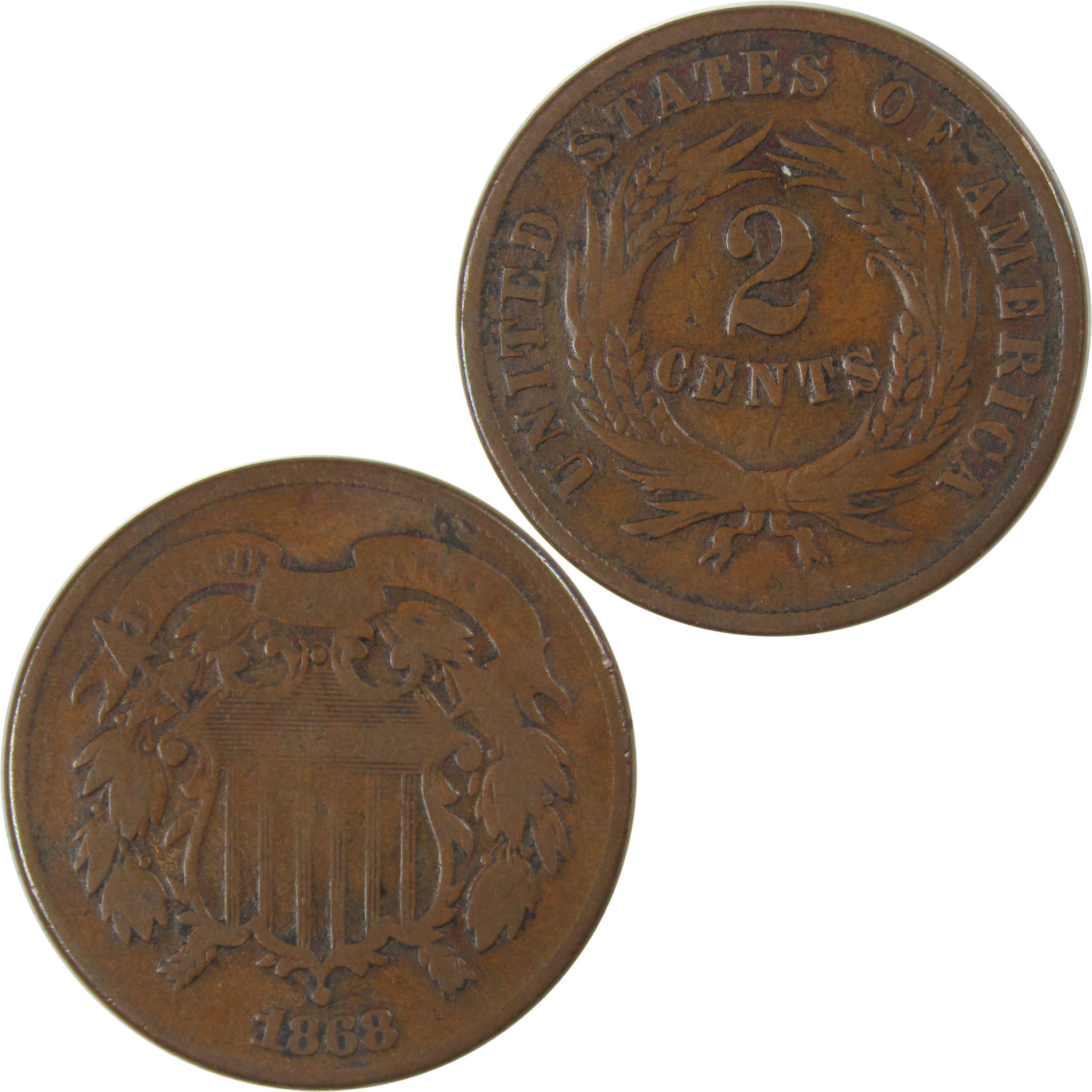 1868 Two Cent Piece G Good 2c Coin SKU:CP31