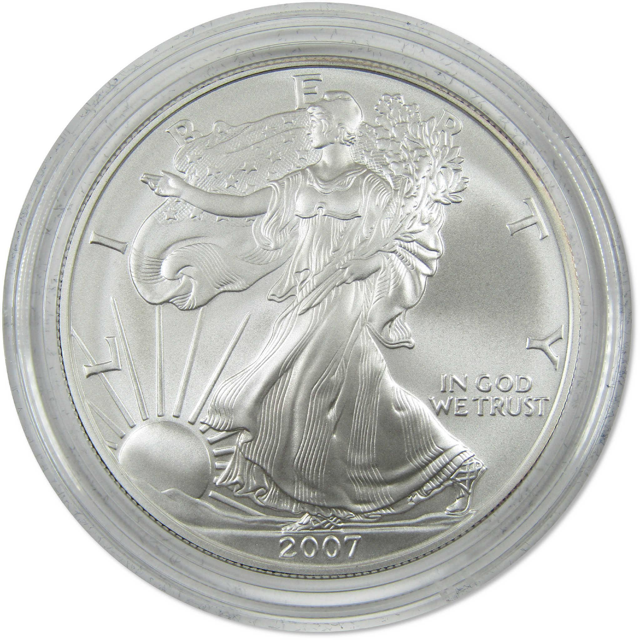 2007 W American Silver Eagle Uncirculated Burnished $1 Coin OGP COA