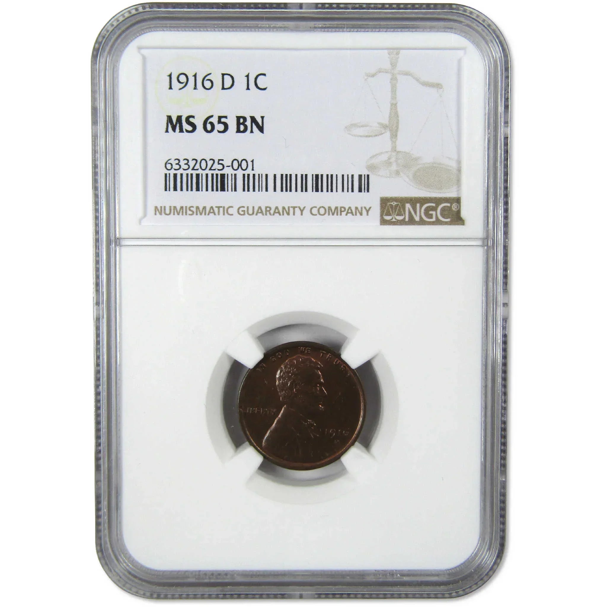 1916 D Lincoln Wheat Cent MS 65 BN NGC Penny Uncirculated 1c Coin