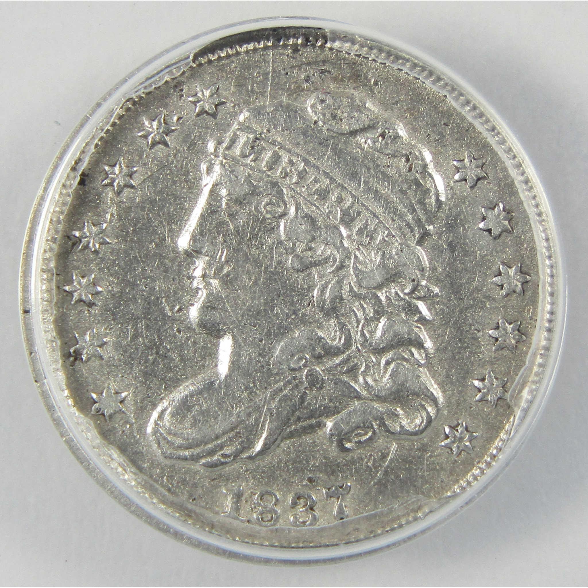 1837 Large 5C Capped Bust Half Dime EF 45 Details ANACS SKU:I25511