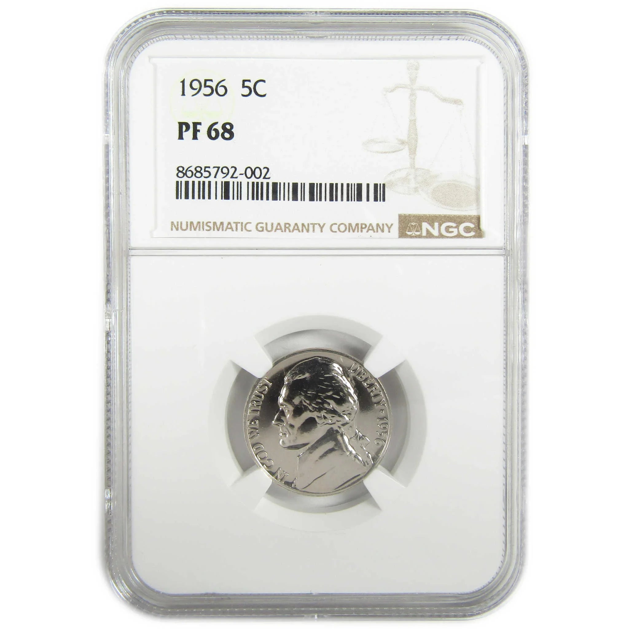 1956 Jefferson Nickel PF 68 NGC Proof 5c Coin Collectible SKU:I27373