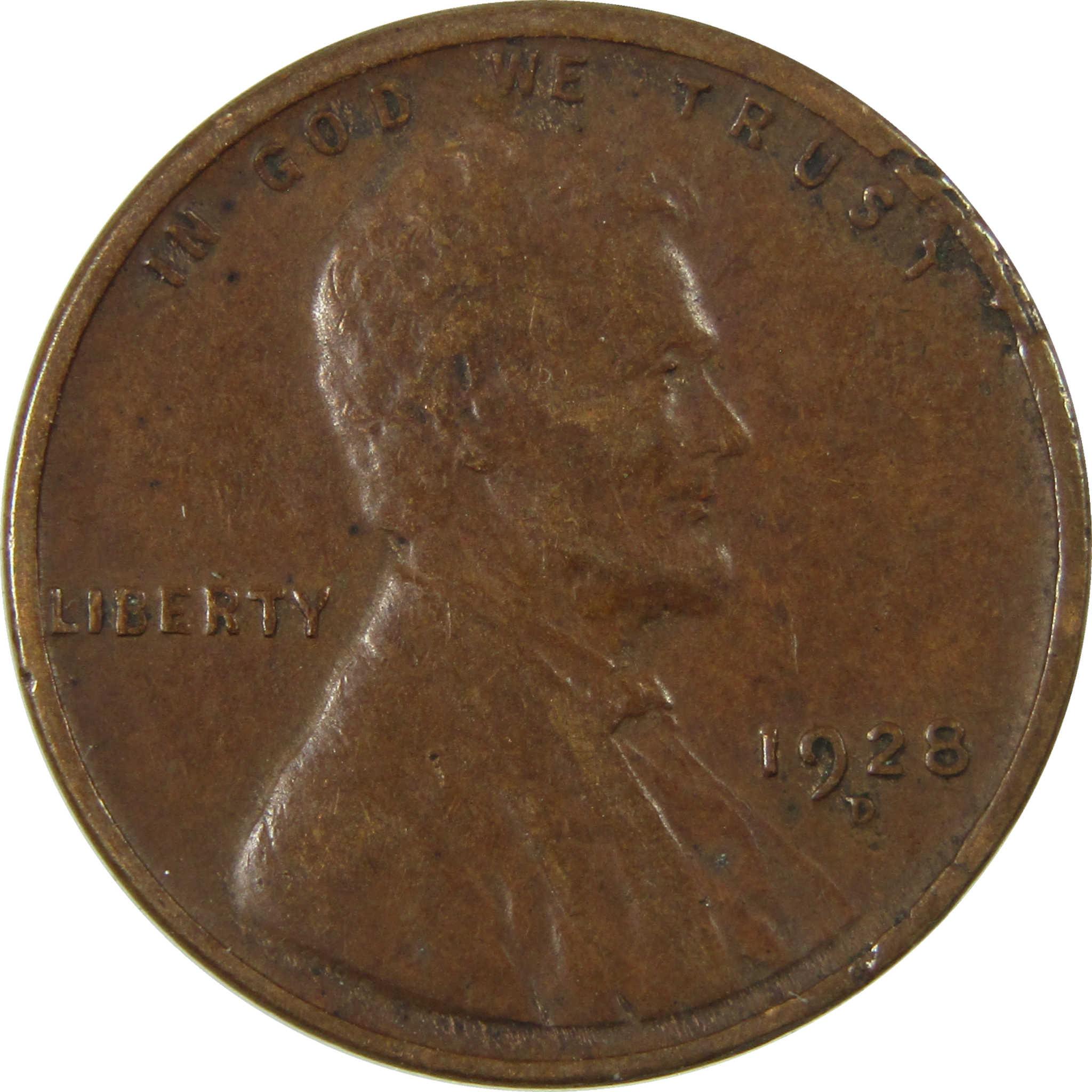 1928 D Lincoln Wheat Cent VF Very Fine Penny 1c Coin SKU:I27614