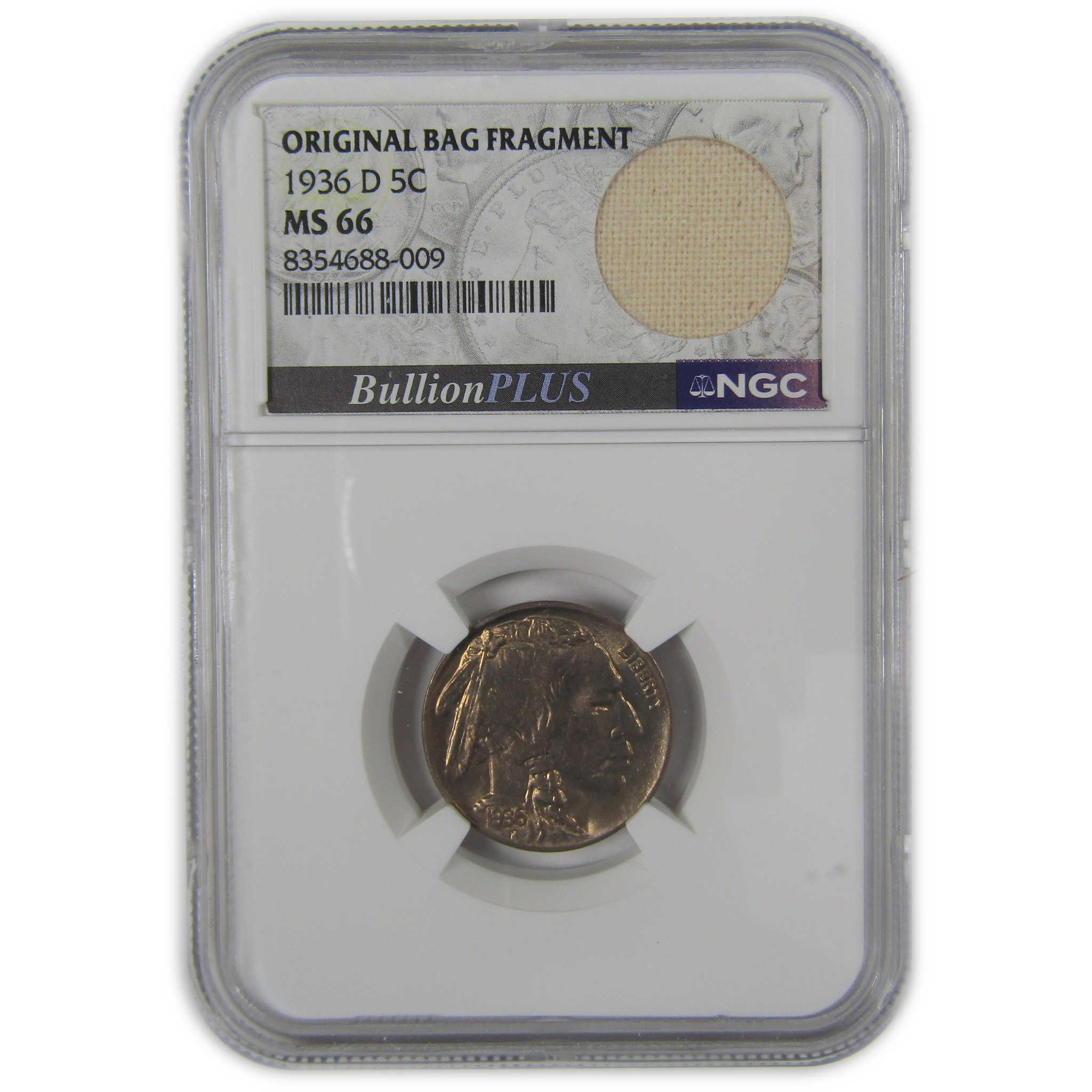1936 D Indian Head Buffalo Nickel MS 66 NGC Bag Fragment SKU:I22662