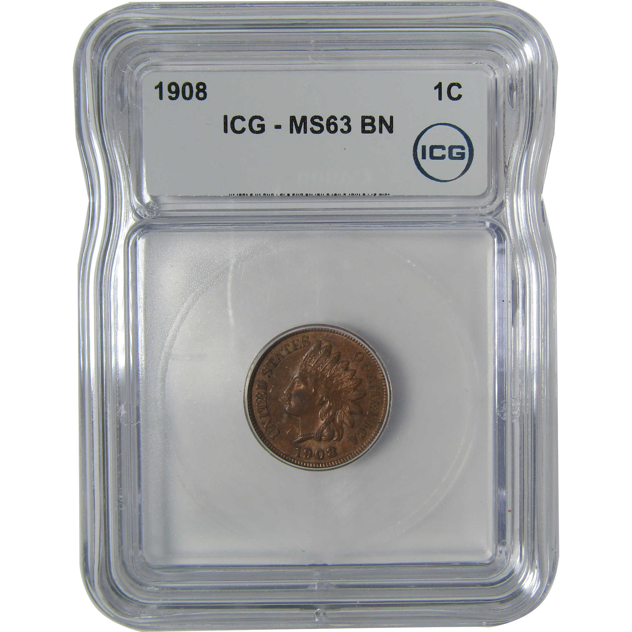 1908 Indian Head Cent MS 63 BN ICG Penny Uncirculated SKU:I22956