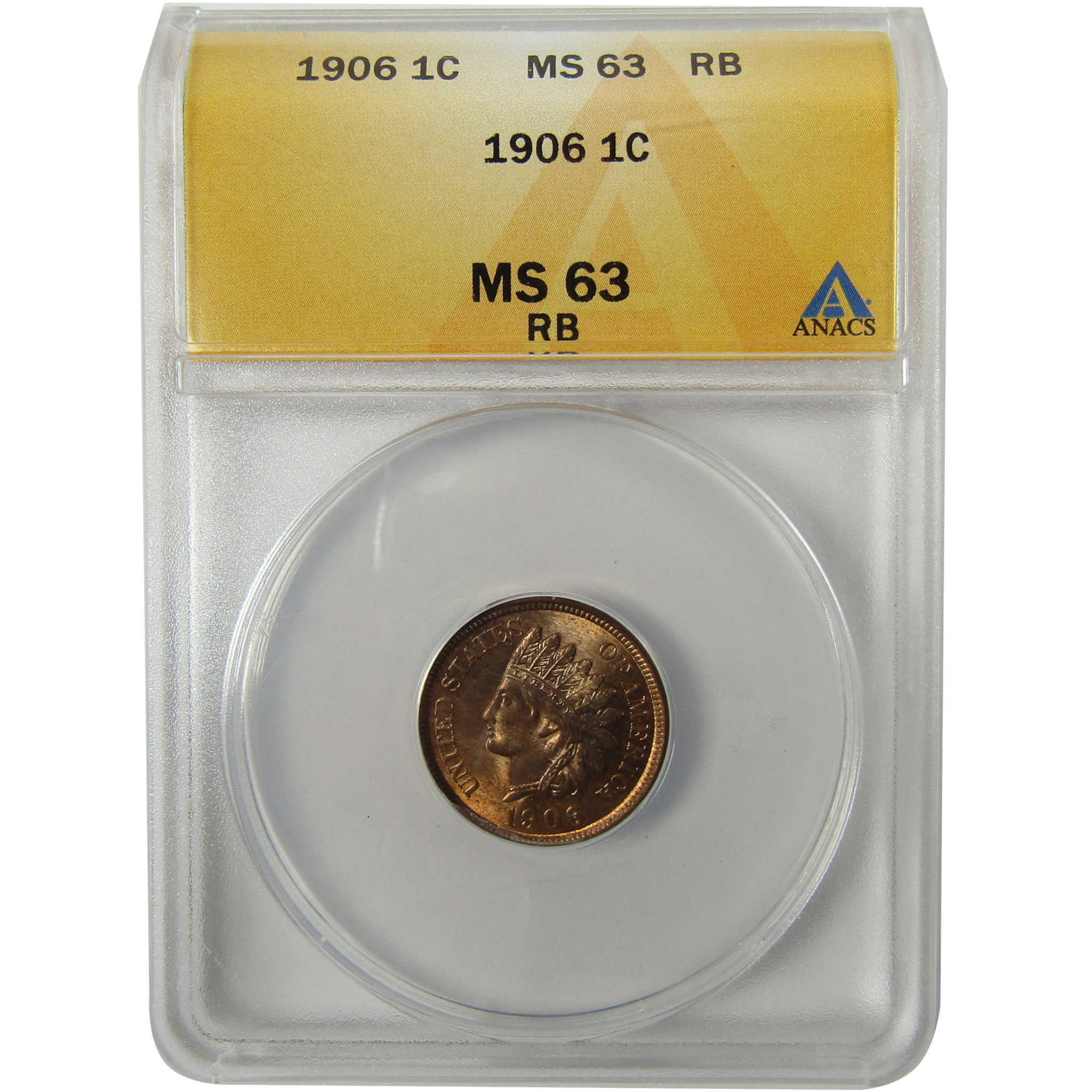 1906 Indian Head Cent MS 63 RB ANACS Uncirculated Penny SKU:I28417
