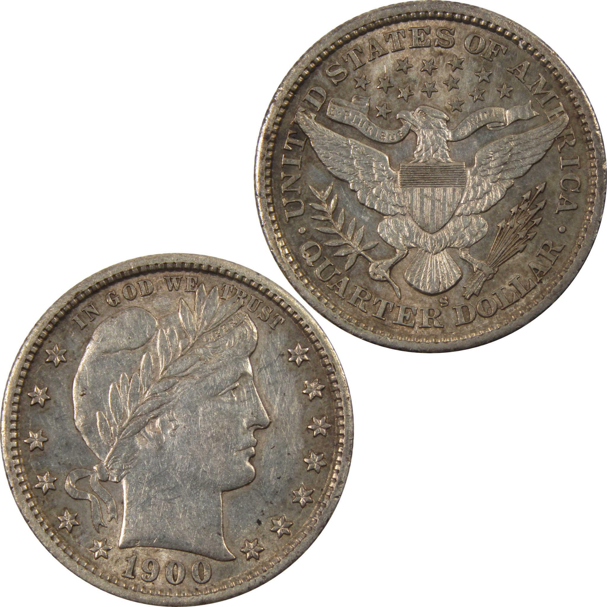 1900 S Barber Quarter Borderline Uncirculated 90% Silver SKU:I9387
