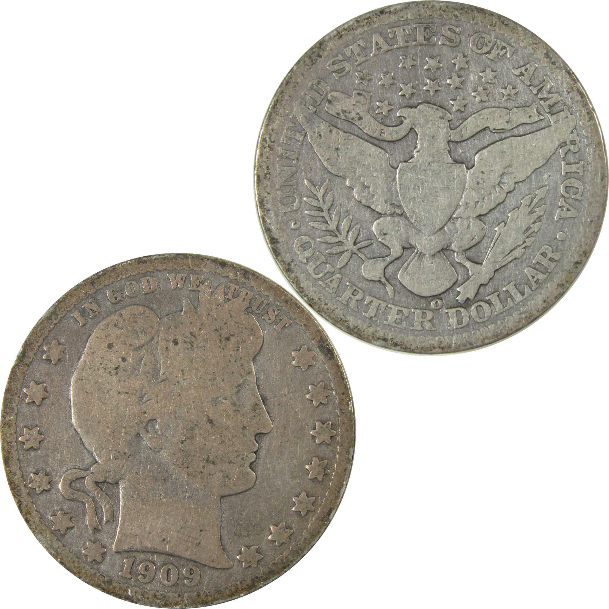 1909 O Barber Silver Quarter G Good Details 25c Coin SKU:CP886