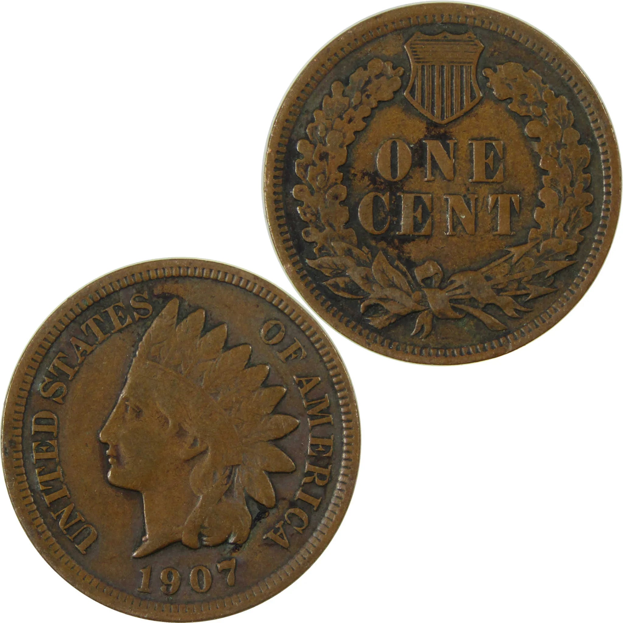 1907 Indian Head Cent XF EF Extremely Fine Penny 1c Coin SKU:I26952