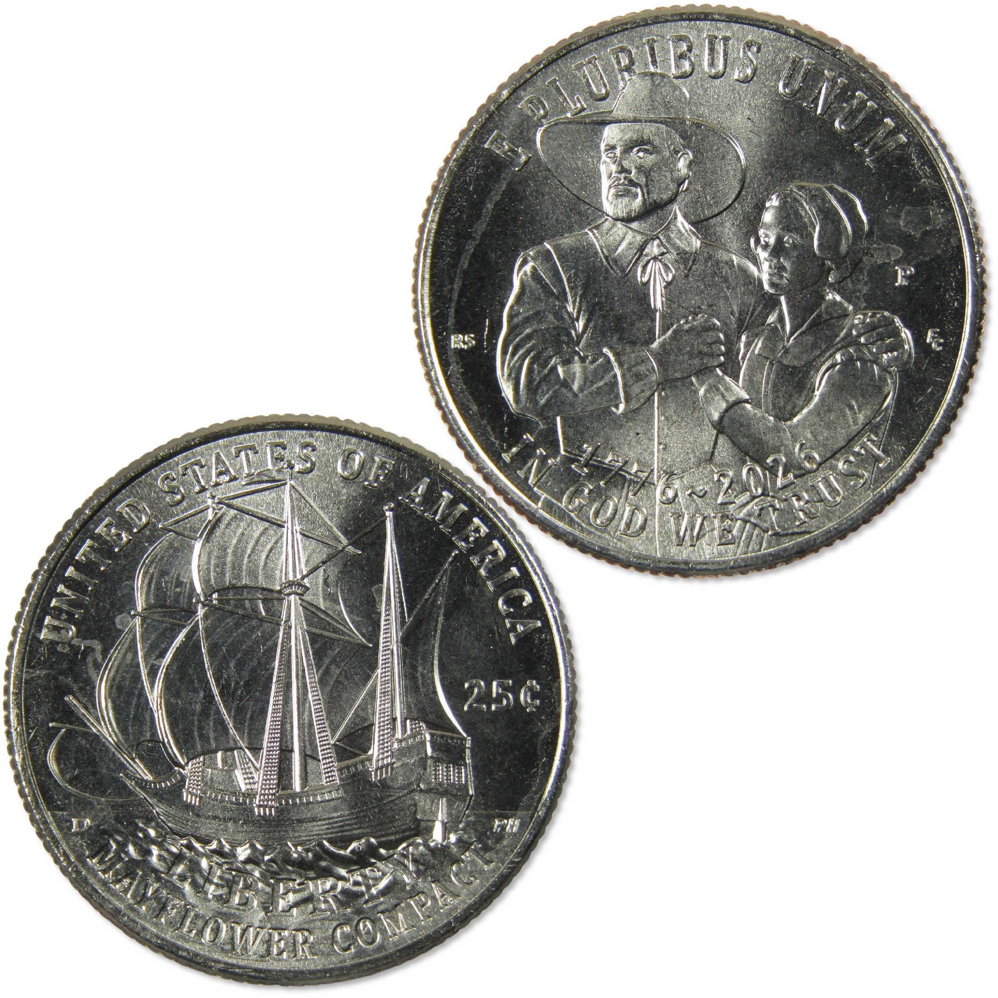 2026 P Mayflower Compact Semiquincentennial Clad Quarter Uncirculated