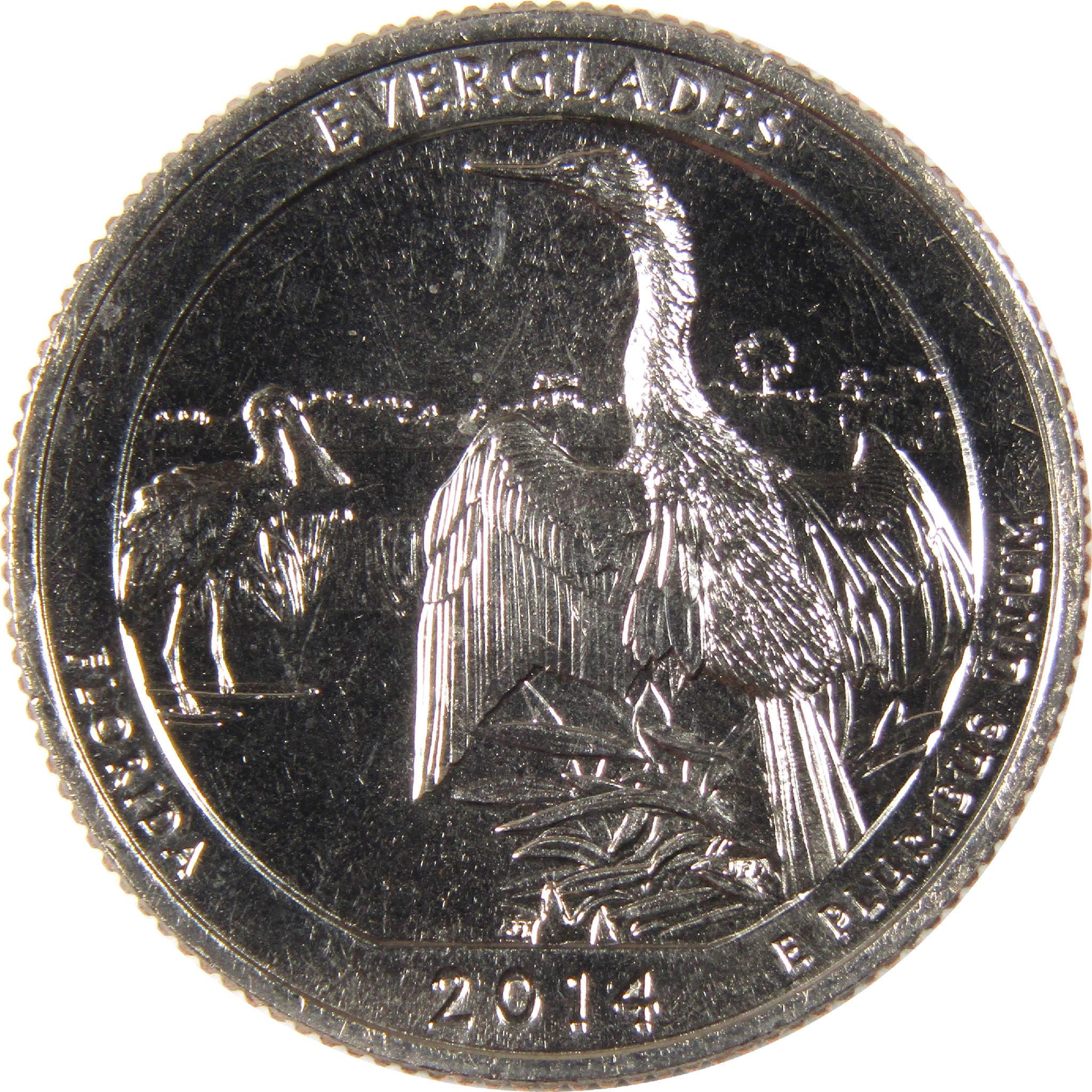 2014 Florida Everglades quarter featuring birds and wetlands collectible coin