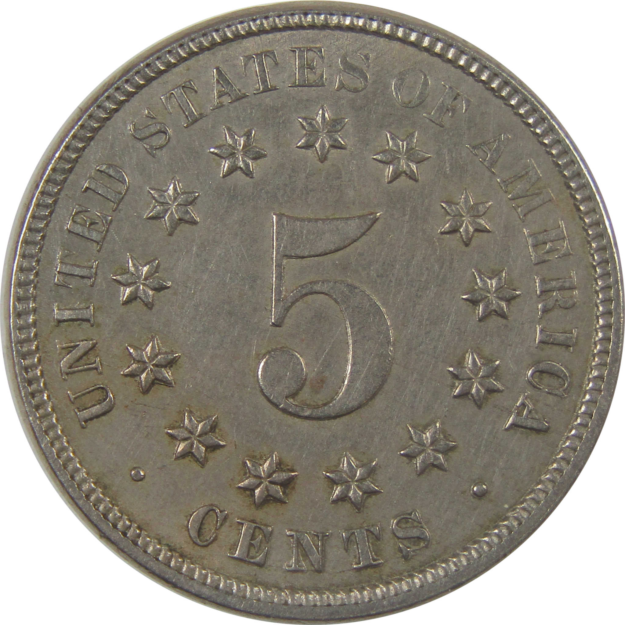 1872 Shield Nickel XF/AU Extremely Fine / About Unc 5c Coin SKU:I24818