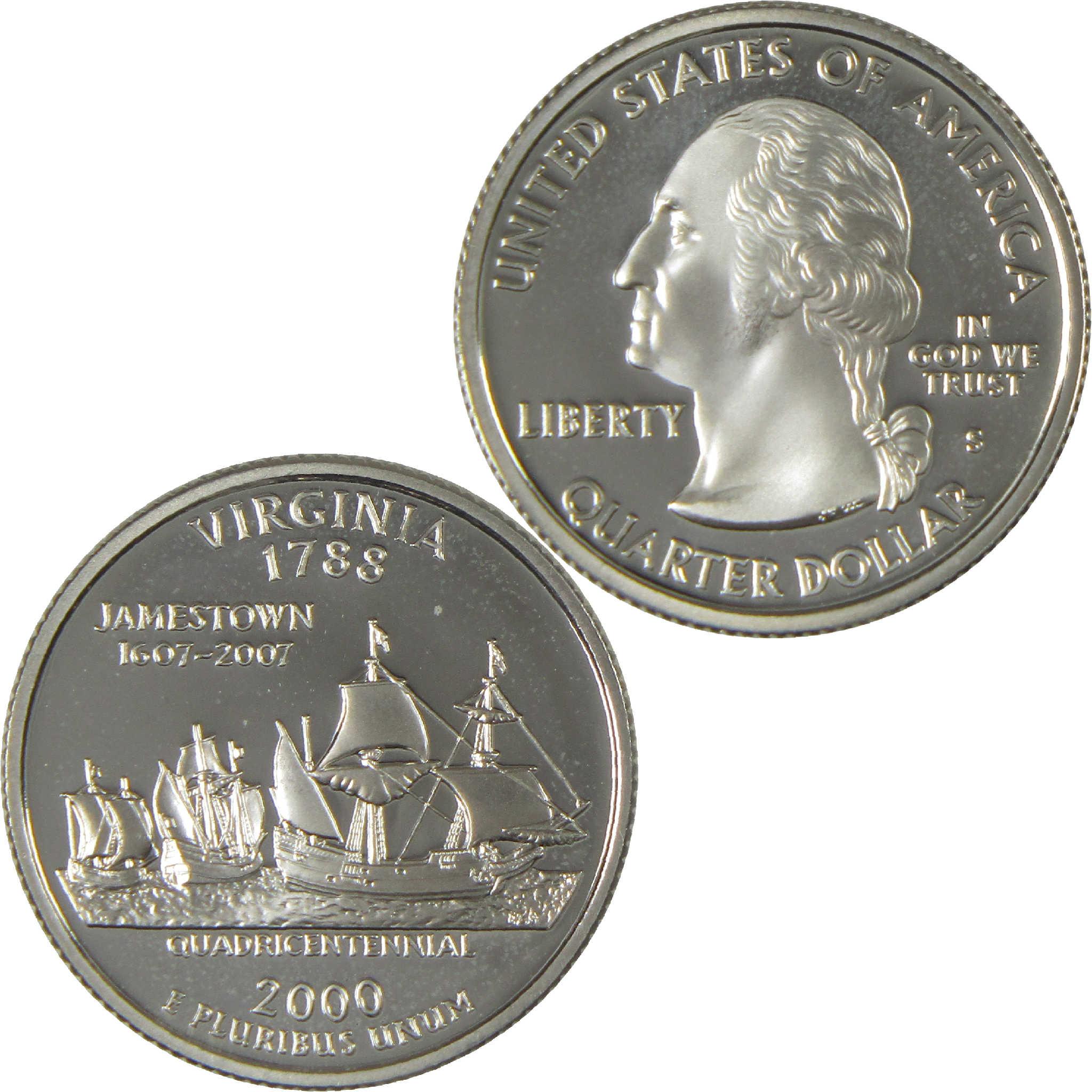 2000 S Virginia State Quarter Choice Proof Silver 25c Coin
