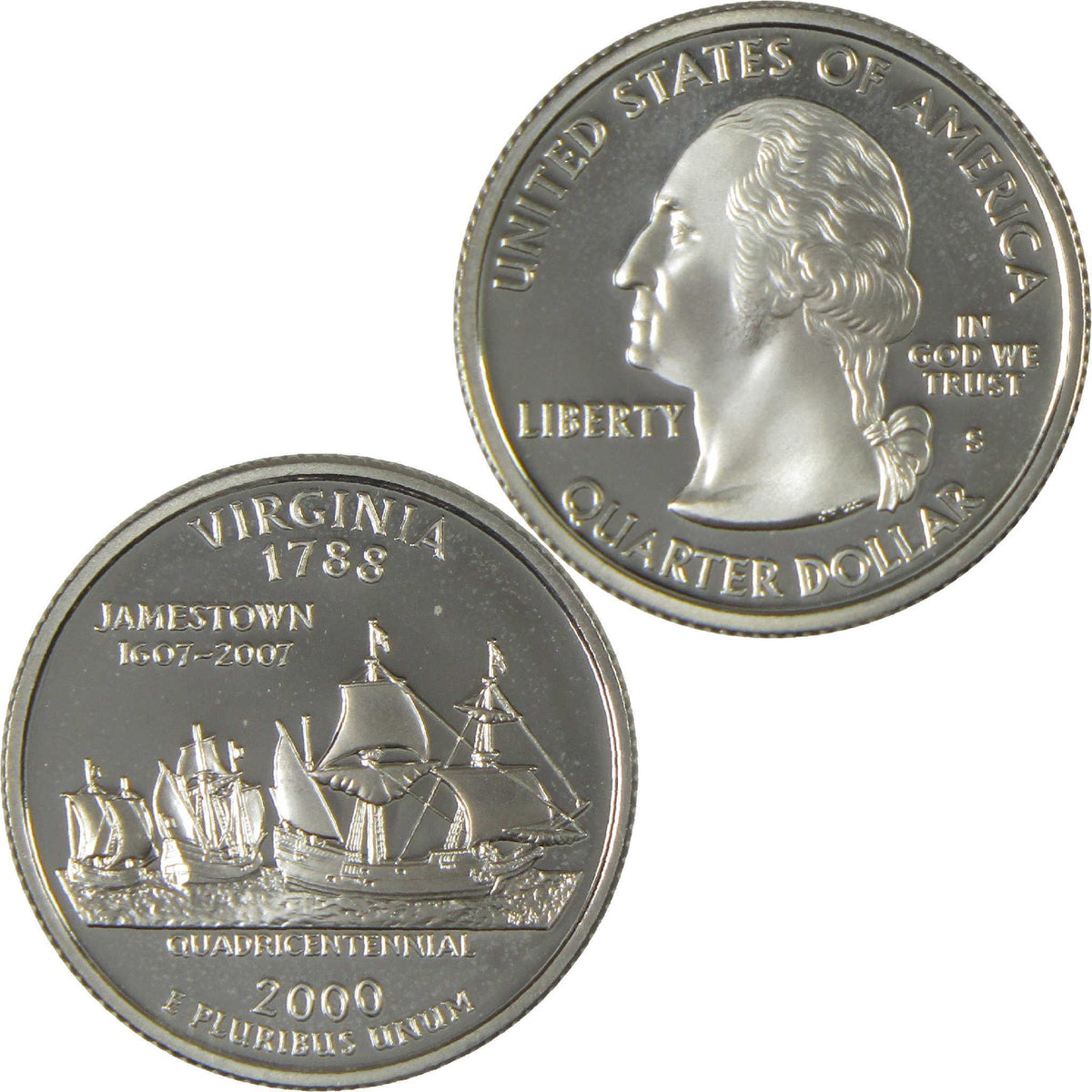2000 S Virginia State Silver Quarter Proof 25c Coin Collectible